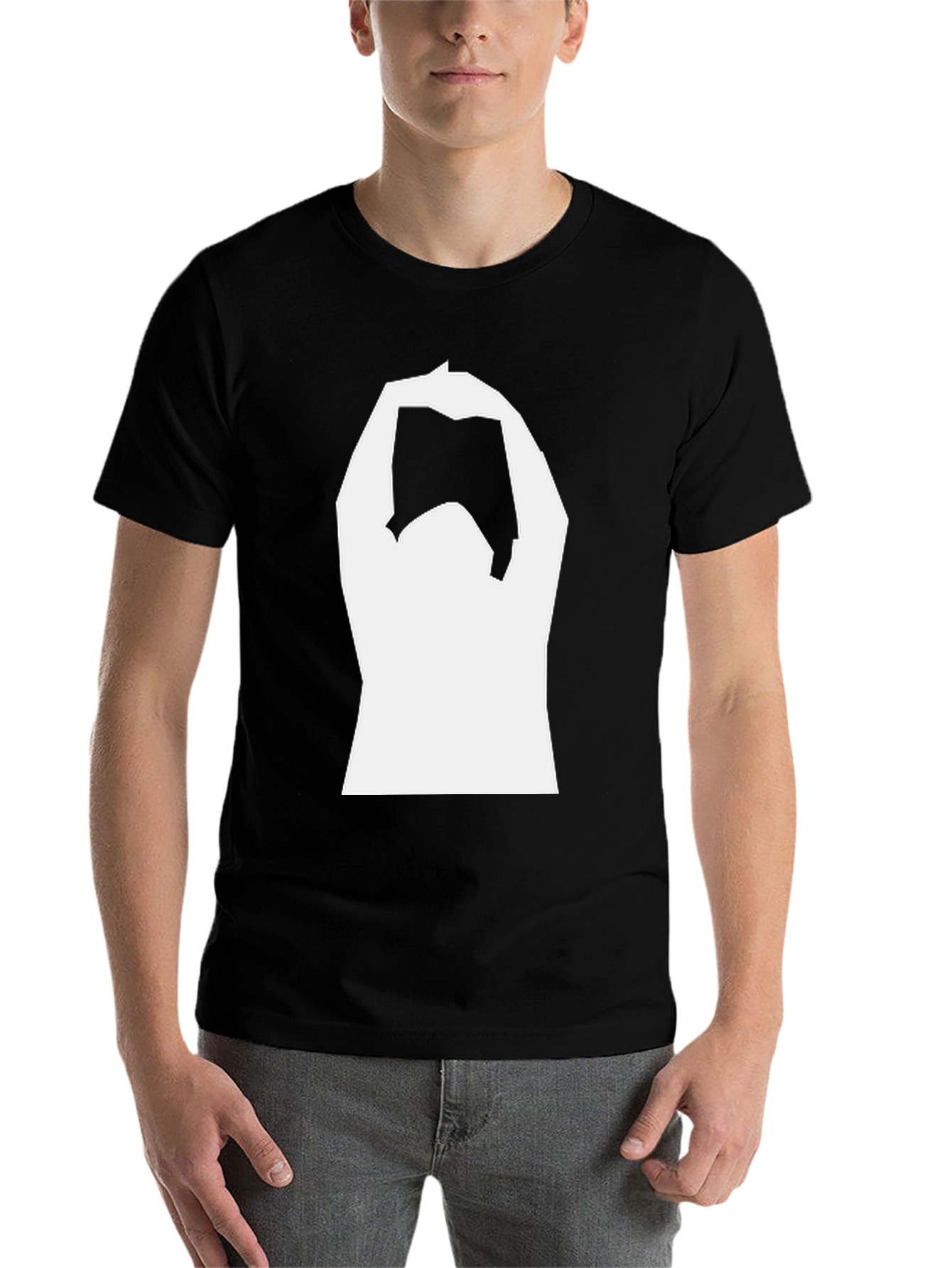 Black Black T-Shirt with White Graphic Design view 7