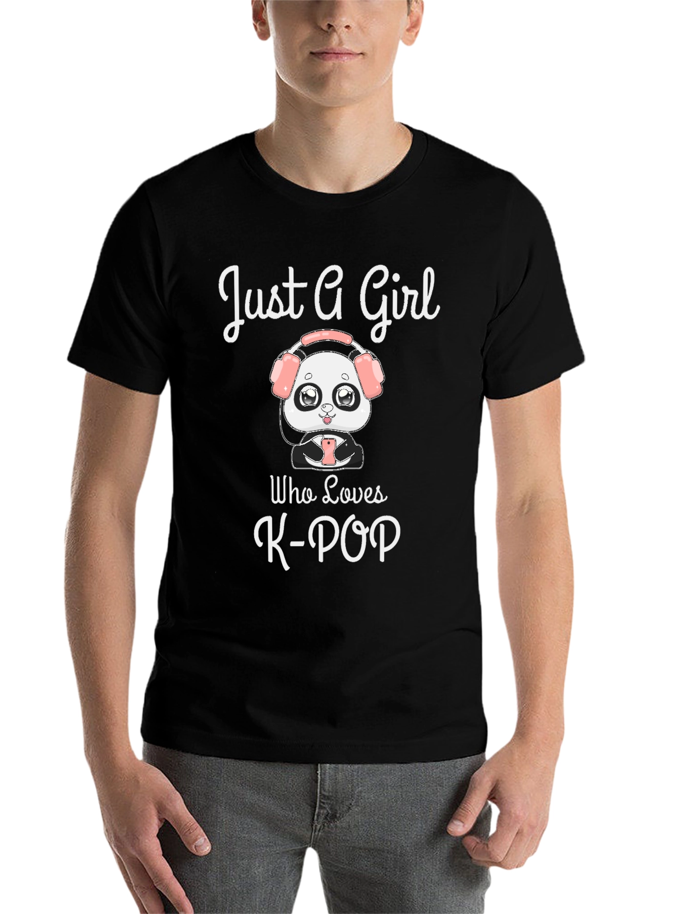 Black Just A Girl Who Loves K-POP T-Shirt view 7