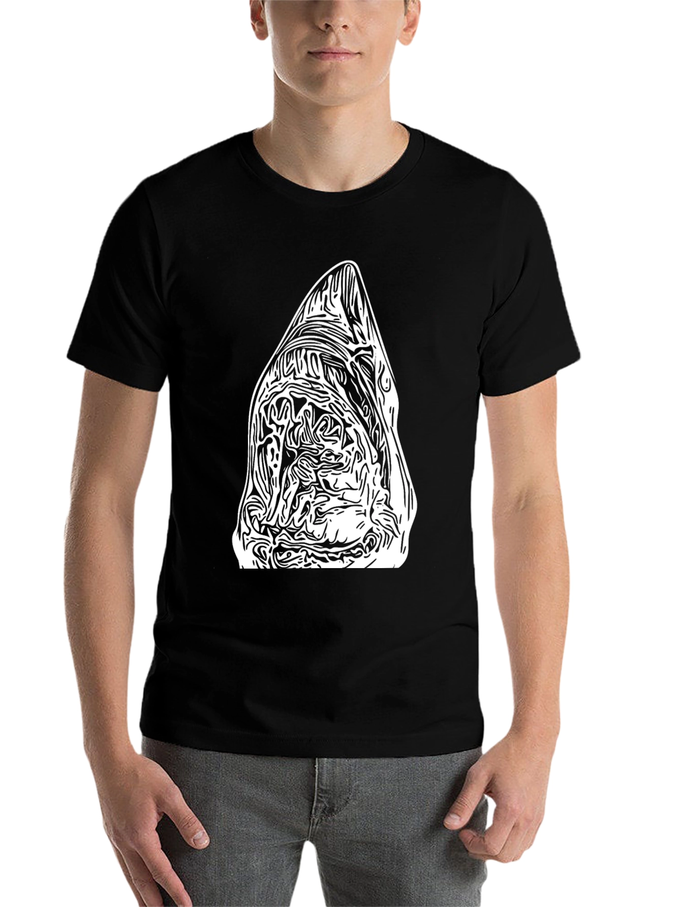 Black Abstract Graphic Tee - Black Cotton Blend view 7