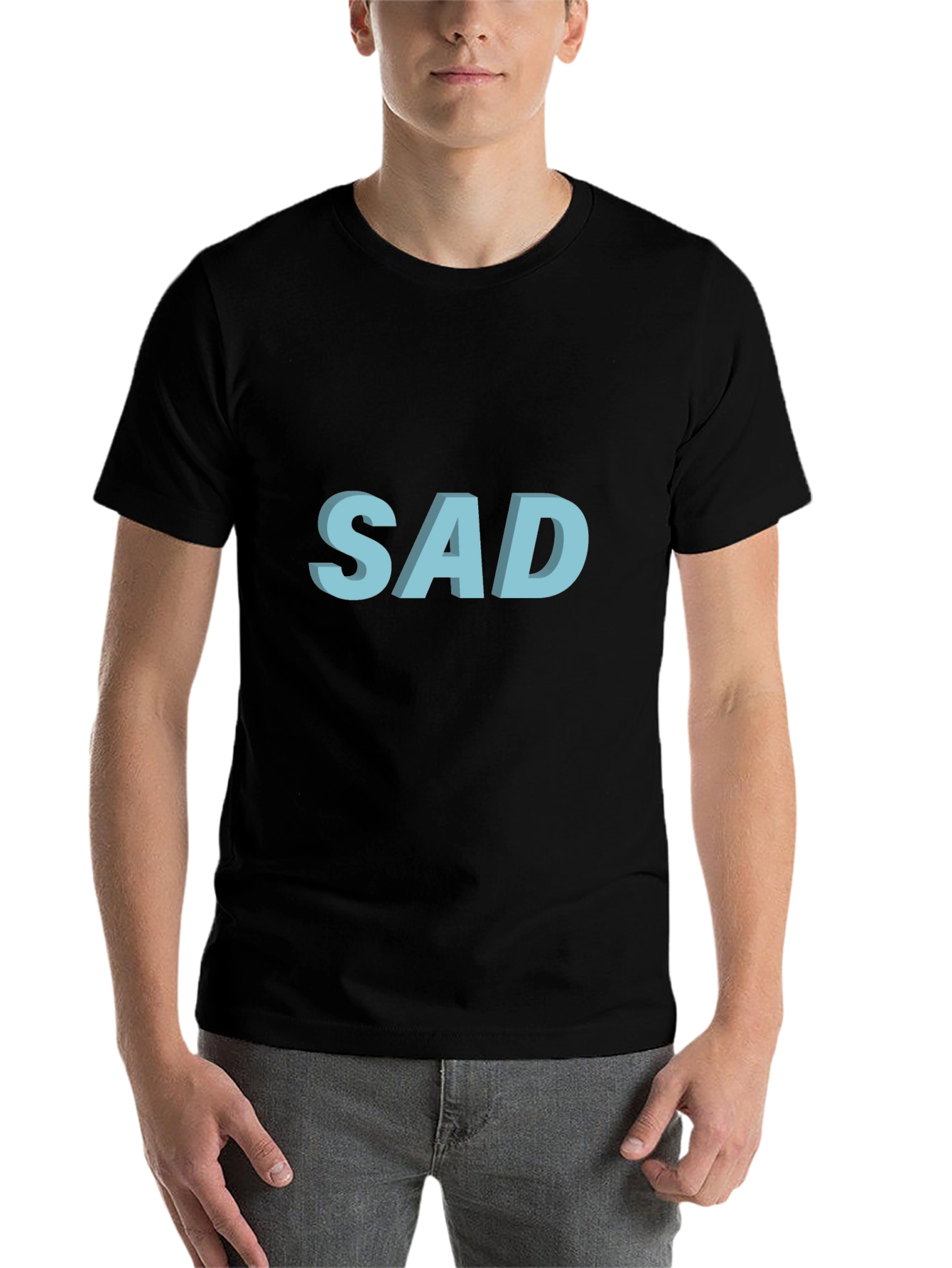 Black "SAD" Graphic T-Shirt - Black Cotton Blend view 7