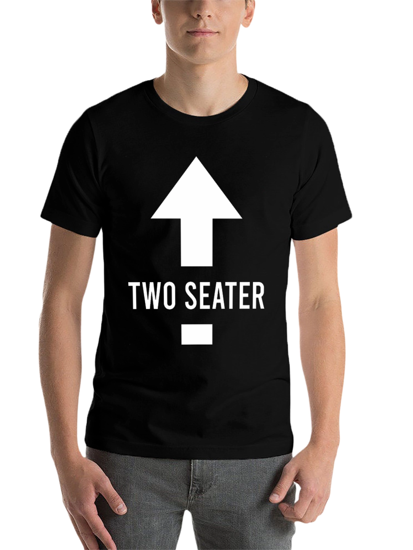 Black Two Seater T-Shirt Funny Graphic Tee view 7