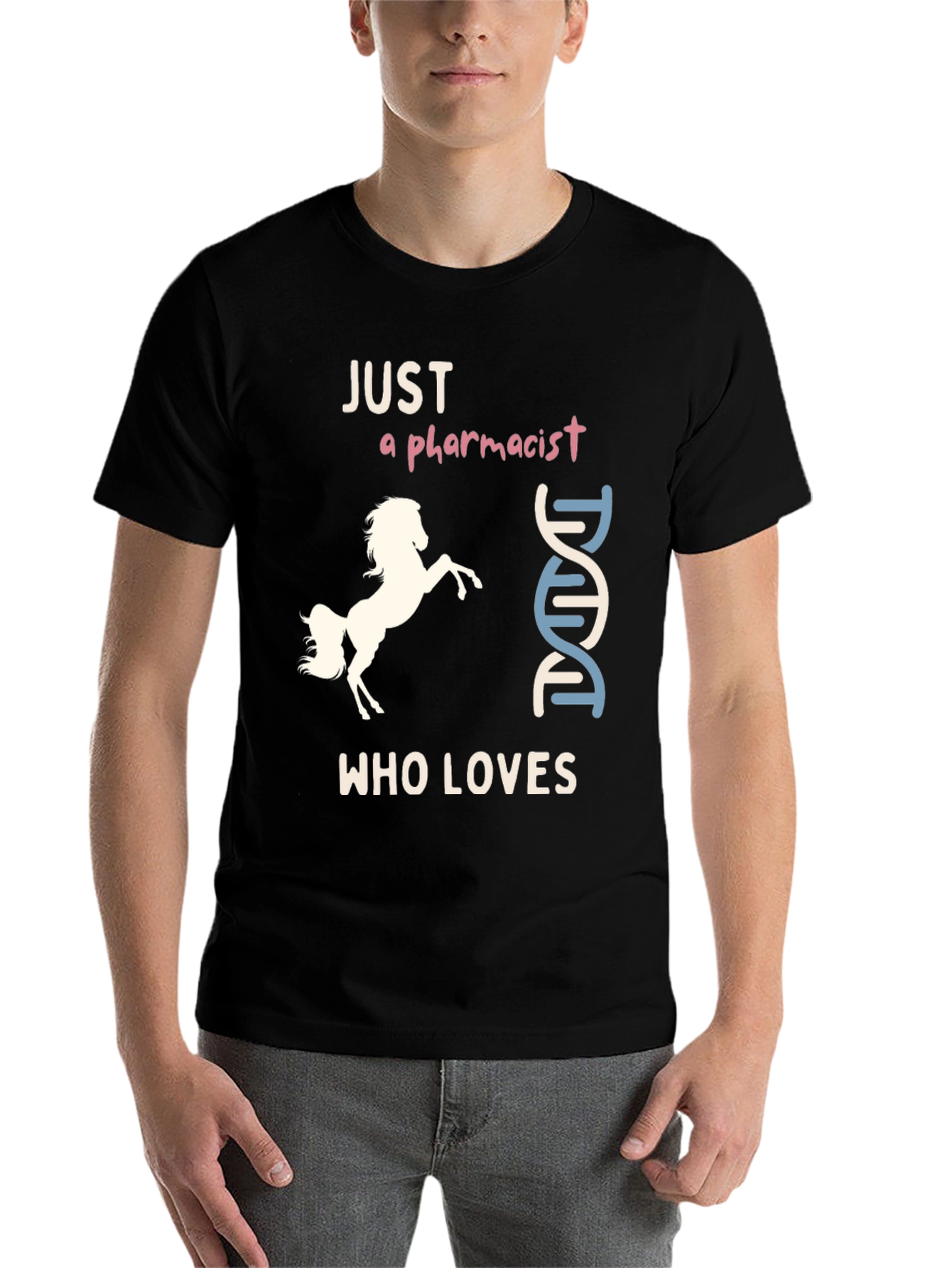 Black Pharmacist Horse Lover T-Shirt, Funny & Unique Design view 7