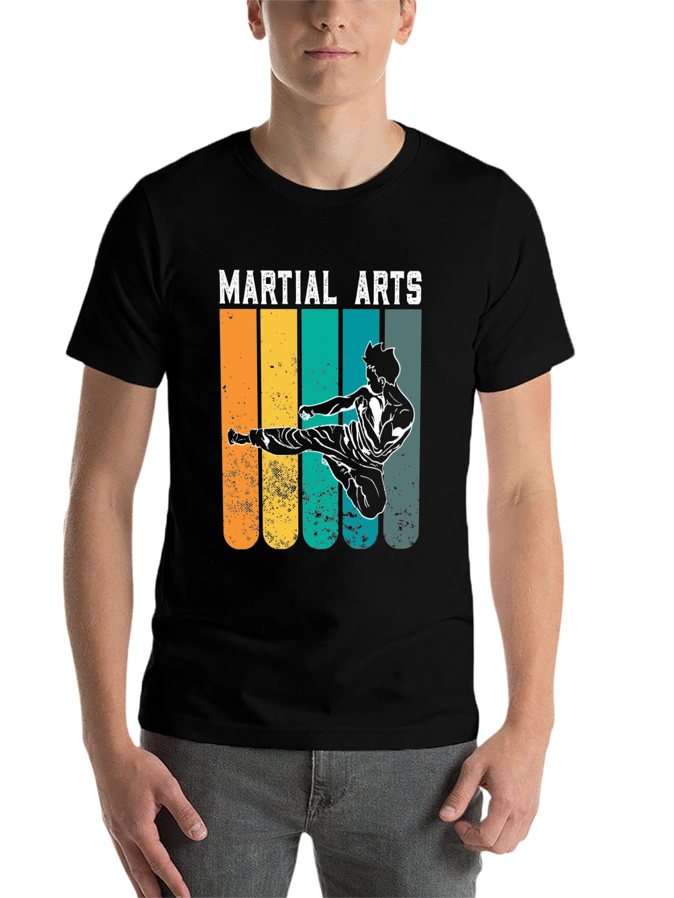 Black Martial Arts Retro T-Shirt view 7