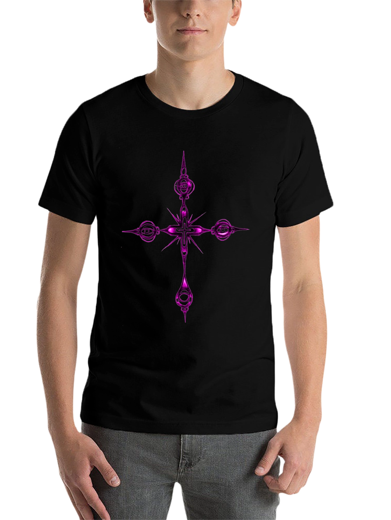 Black Gothic Cross Graphic Tee - Black view 7
