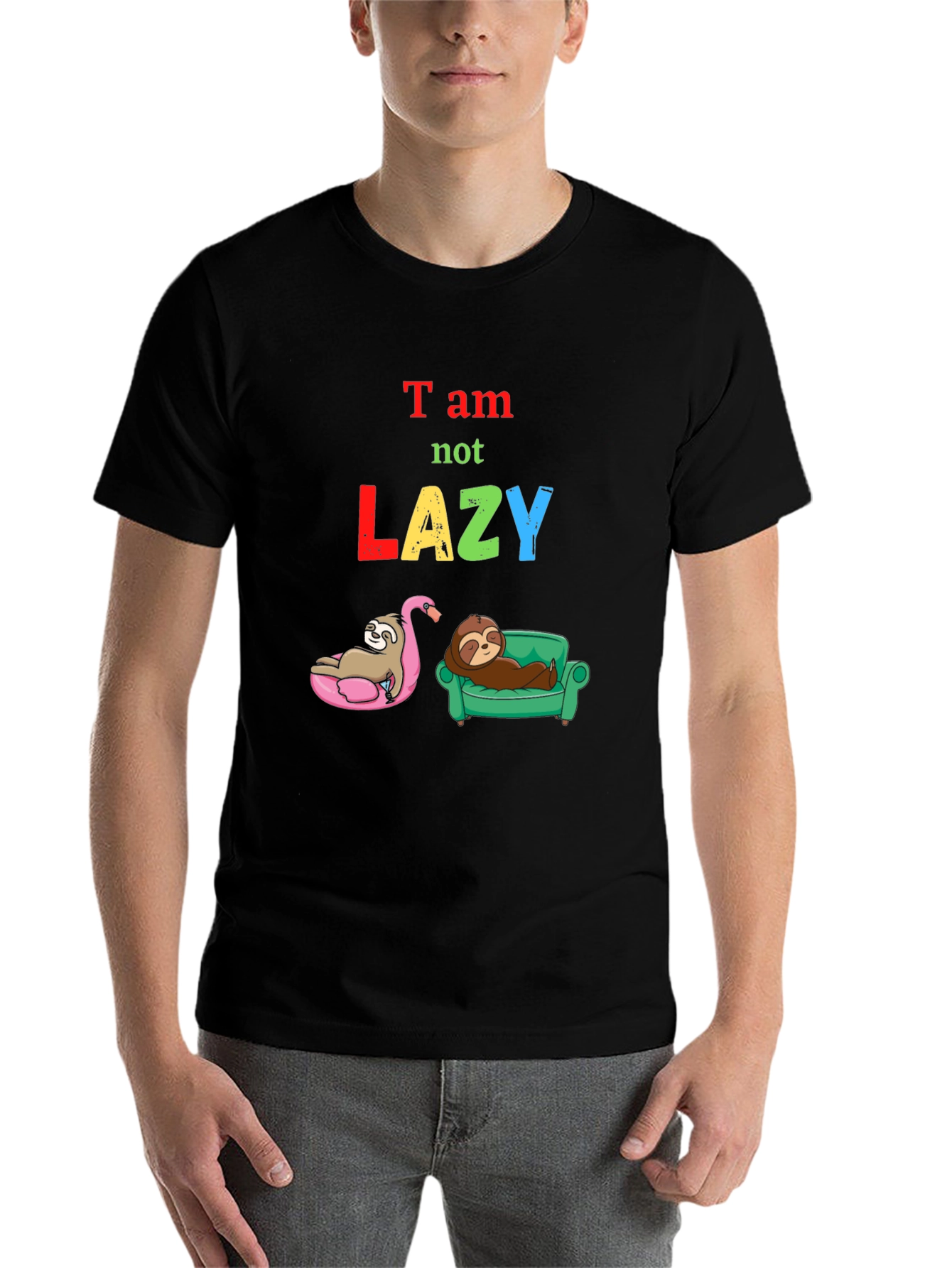 Black Sloth "Not Lazy" Graphic Tee view 7