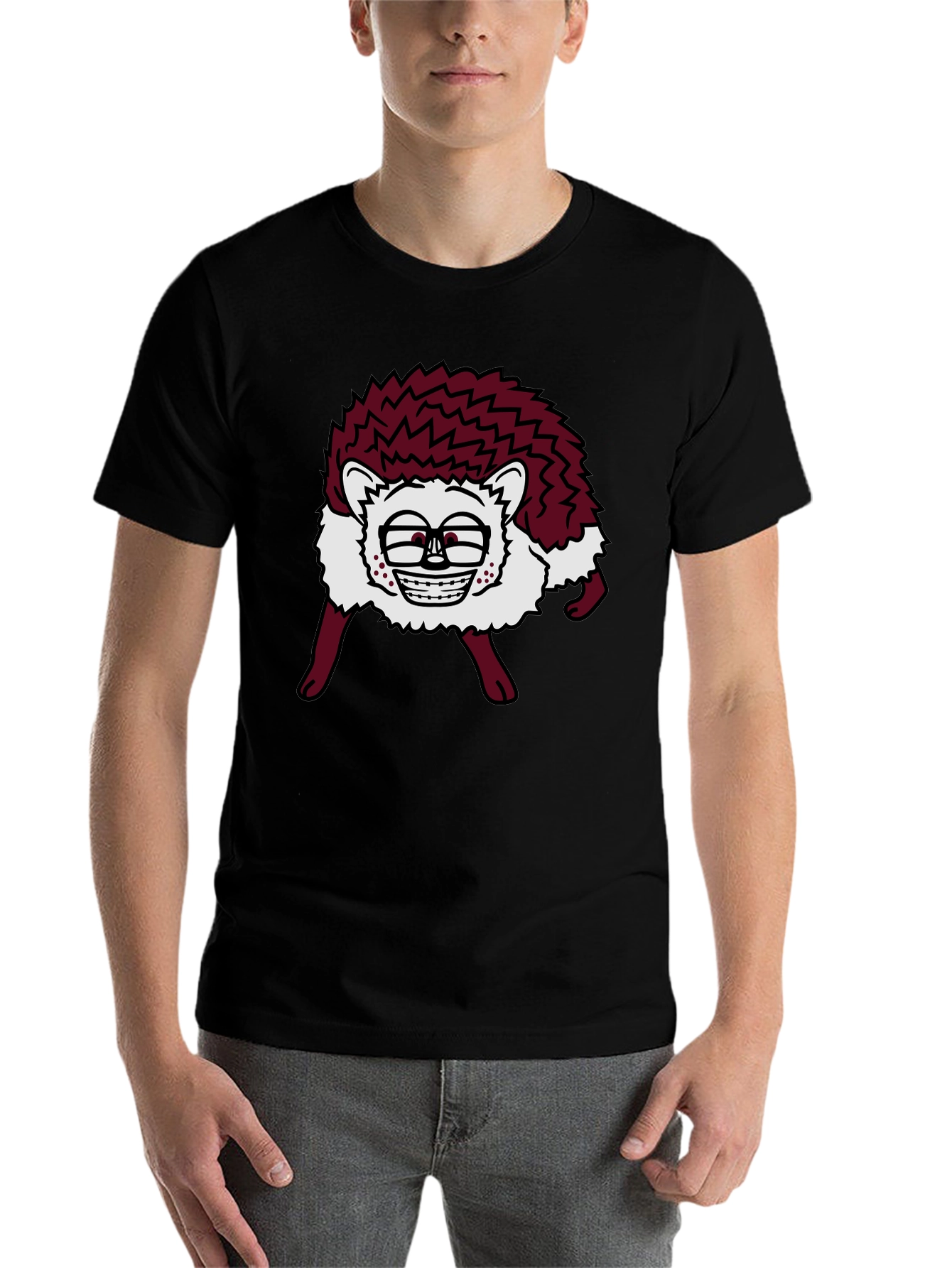 Black Funny Hedgehog Graphic Tee - Unique Animal T-Shirt view 7