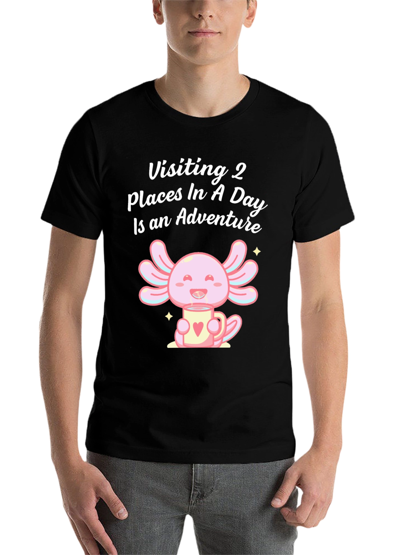 Black Axolotl Adventure T-Shirt: Visiting 2 Places in a Day view 7