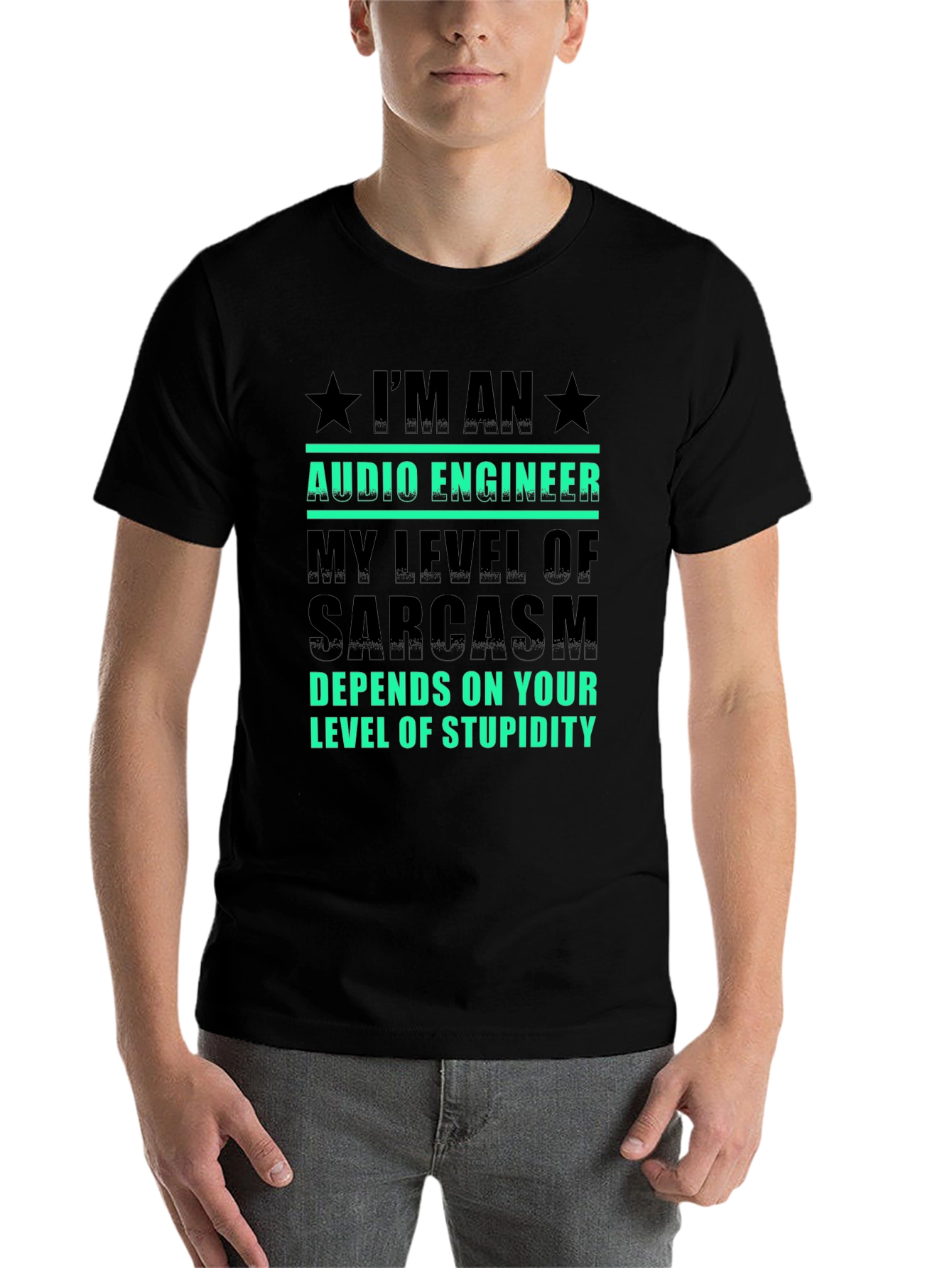 Black Audio Engineer Sarcasm T-Shirt view 7
