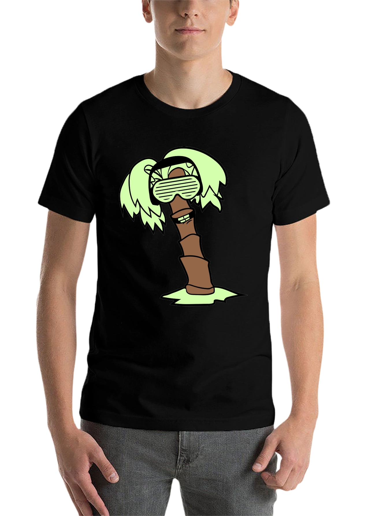 Black Cool Palm Tree Graphic T-Shirt view 7