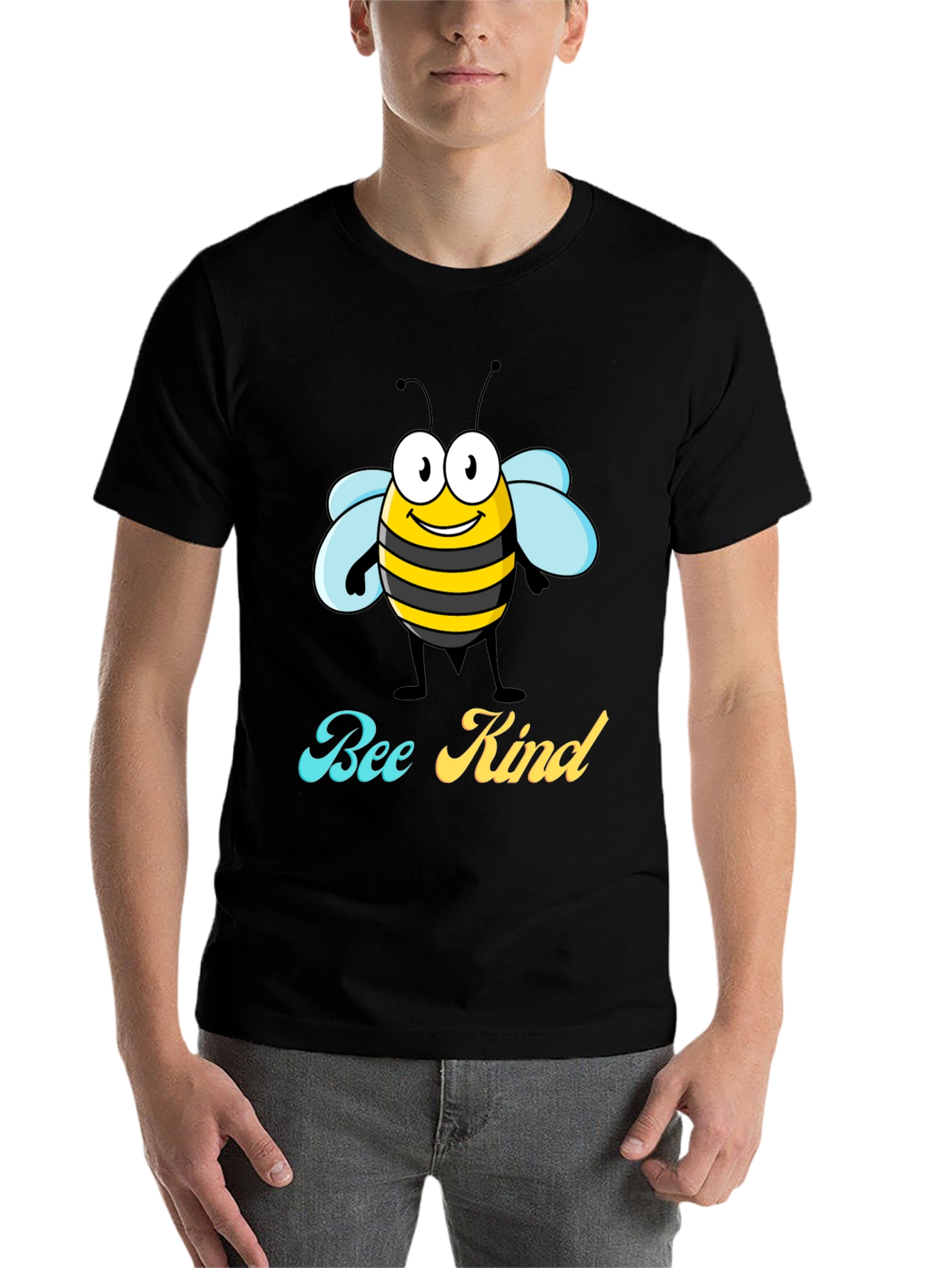 Black Bee Kind Graphic T-Shirt - Black Crew Neck Tee view 7