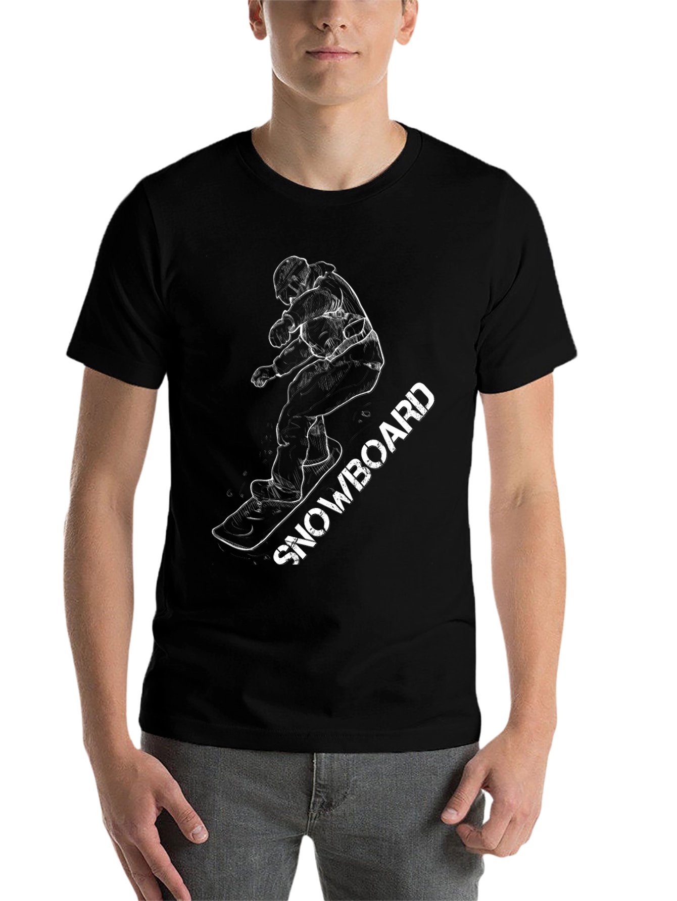 Black Cool Snowboarder Graphic Tee - Black Cotton Blend view 7
