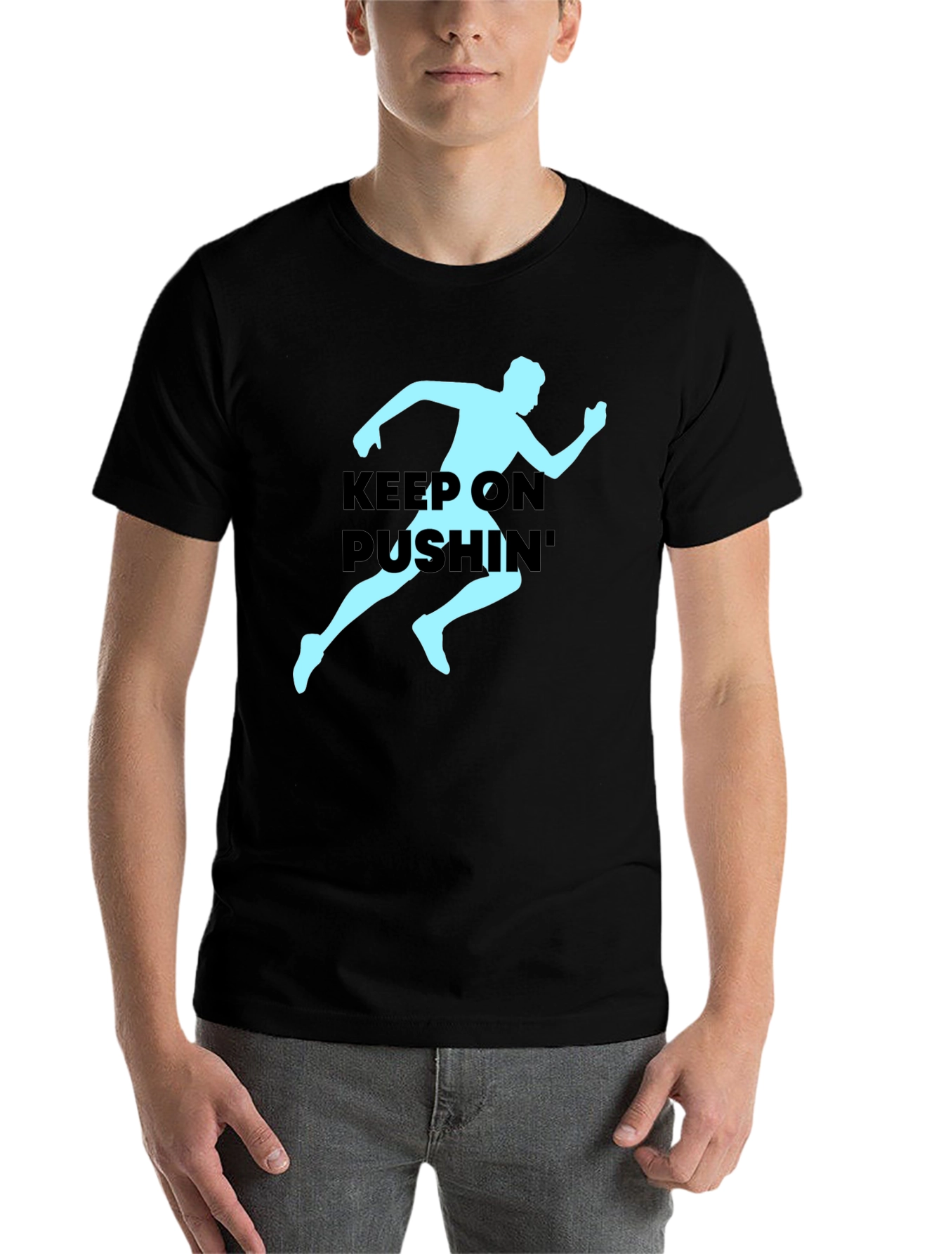 Black Keep On Pushin' Runner Graphic Tee - Black view 7