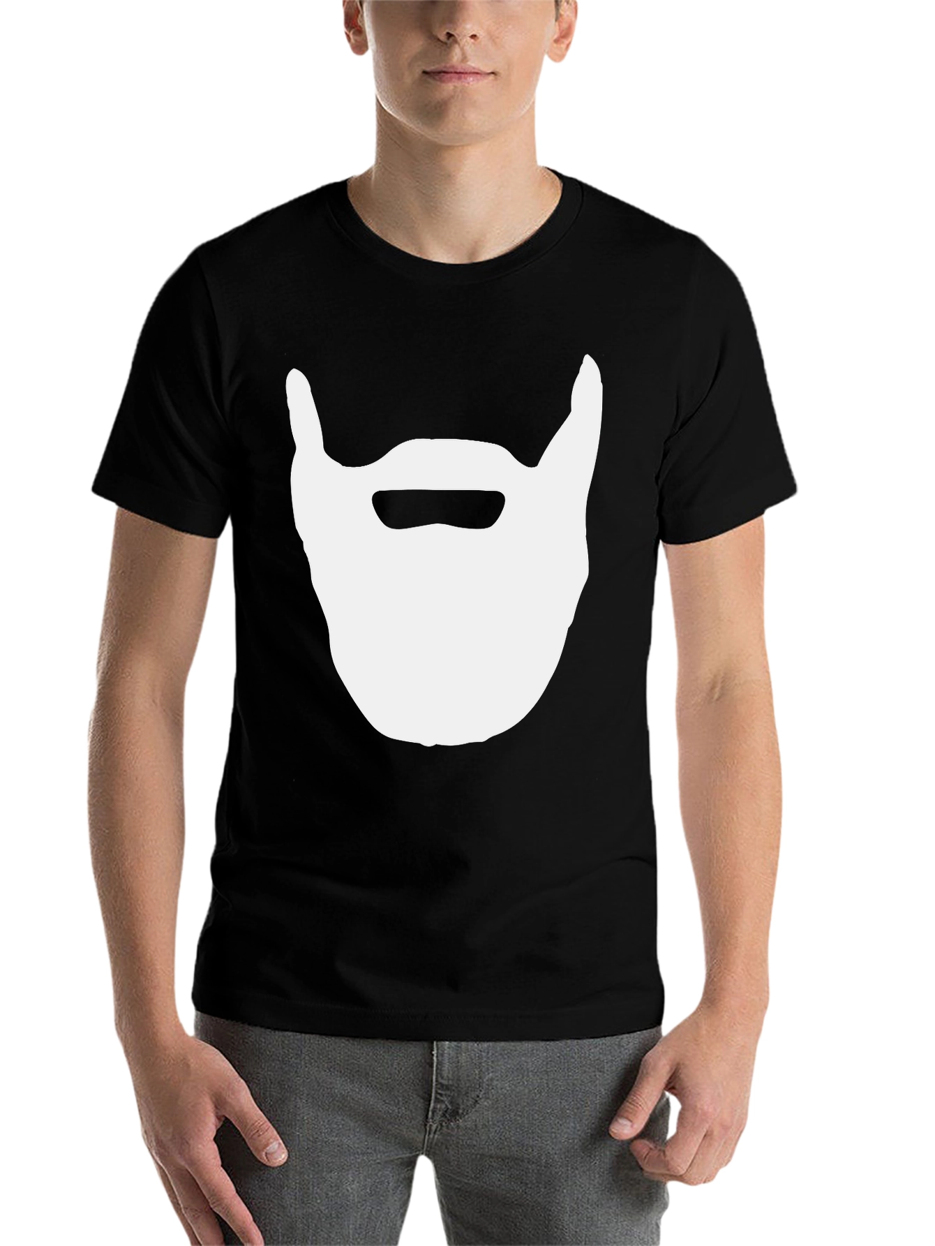 Black Beard Graphic Tee - Black Cotton Casual Top view 7