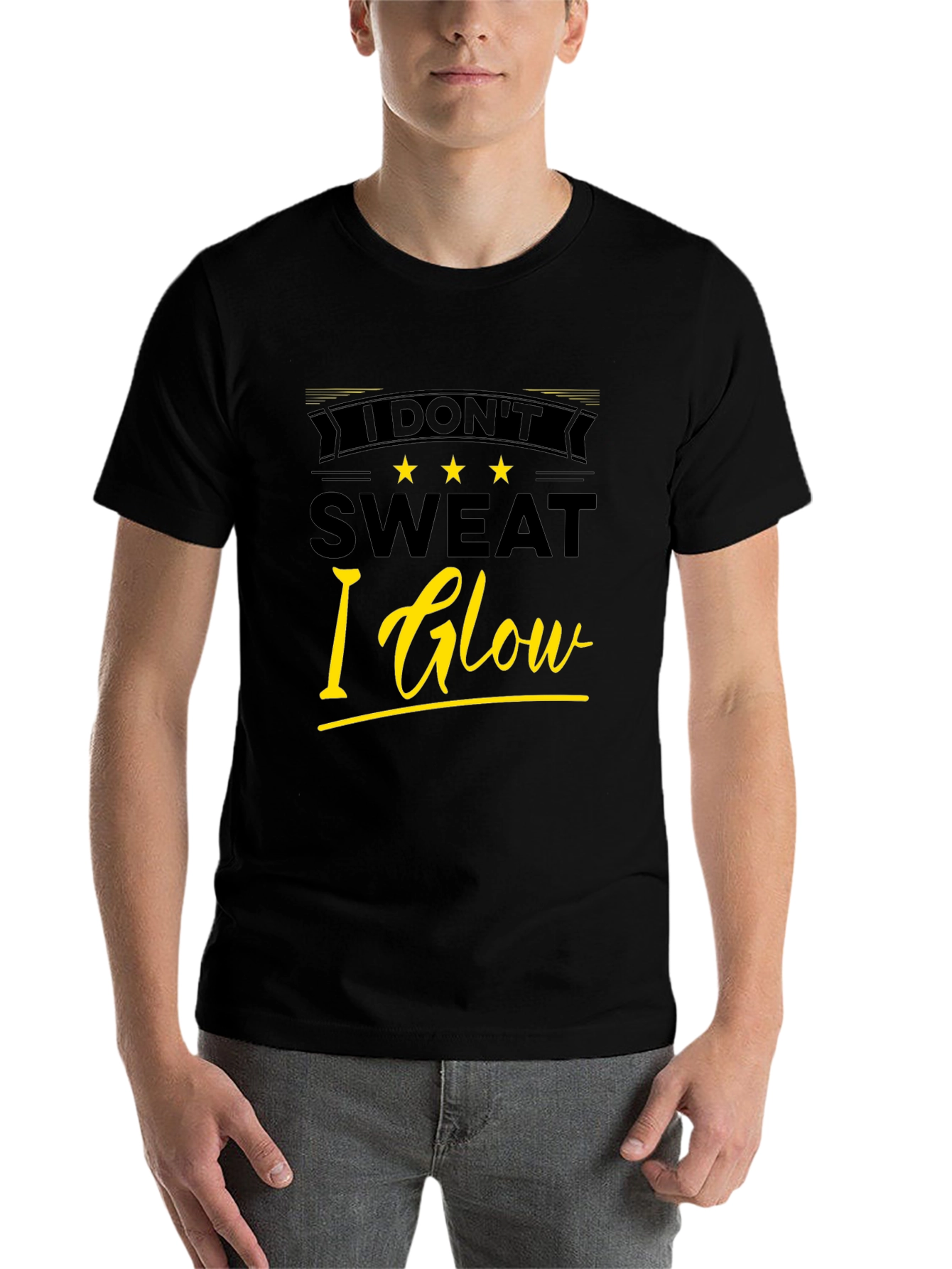 Black I Don't Sweat I Glow Black T-Shirt view 7