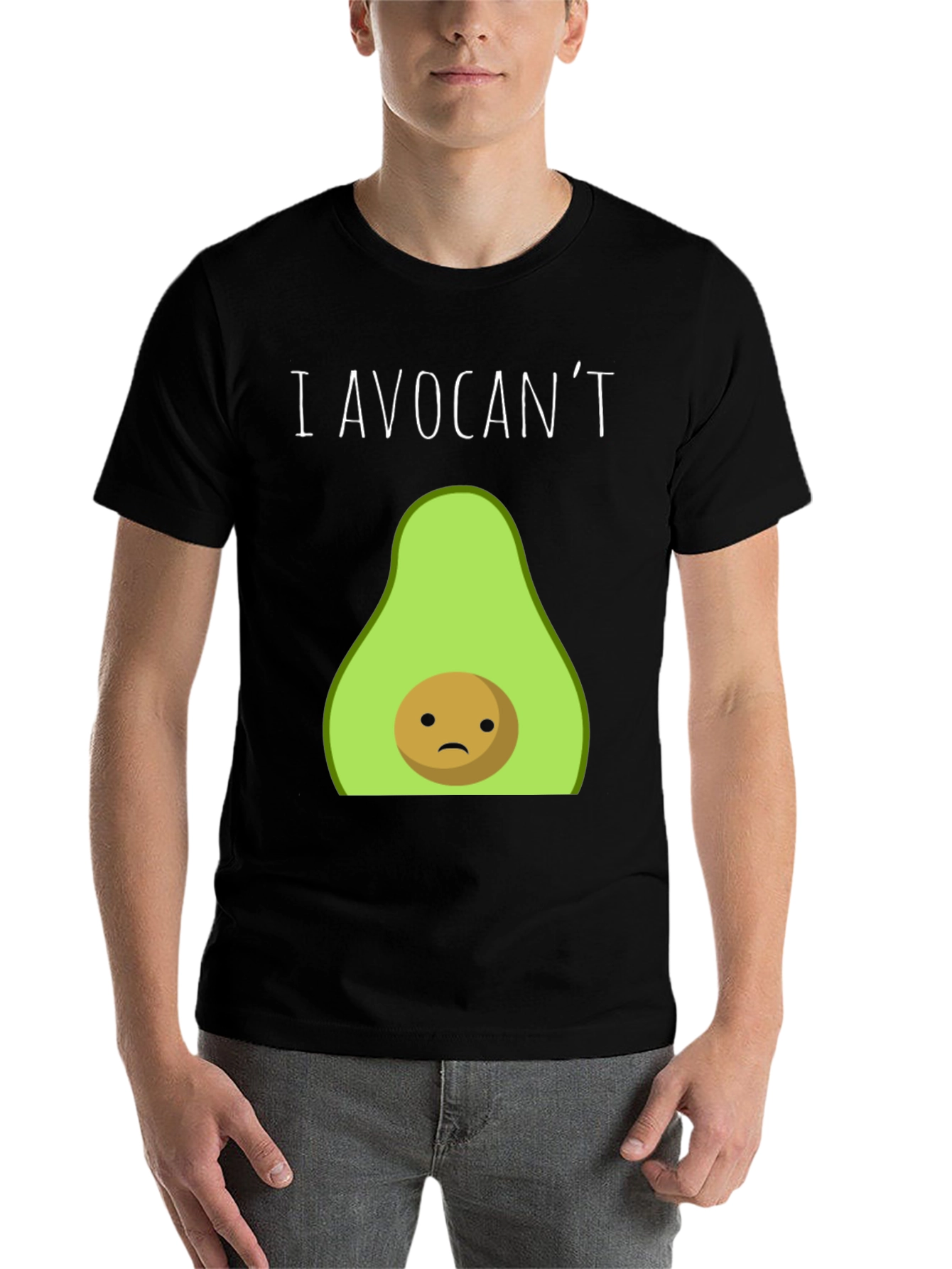 Black I Avocan't T-Shirt - Funny Avocado Graphic Tee view 7