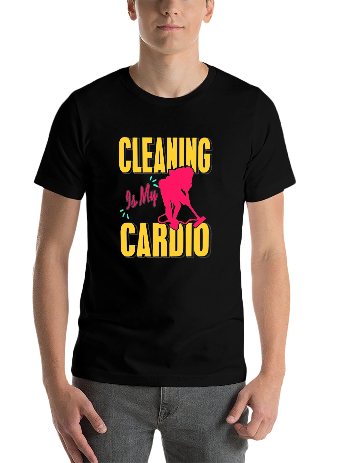 Black Cleaning is My Cardio T-Shirt - Funny Housekeeping Tee view 7