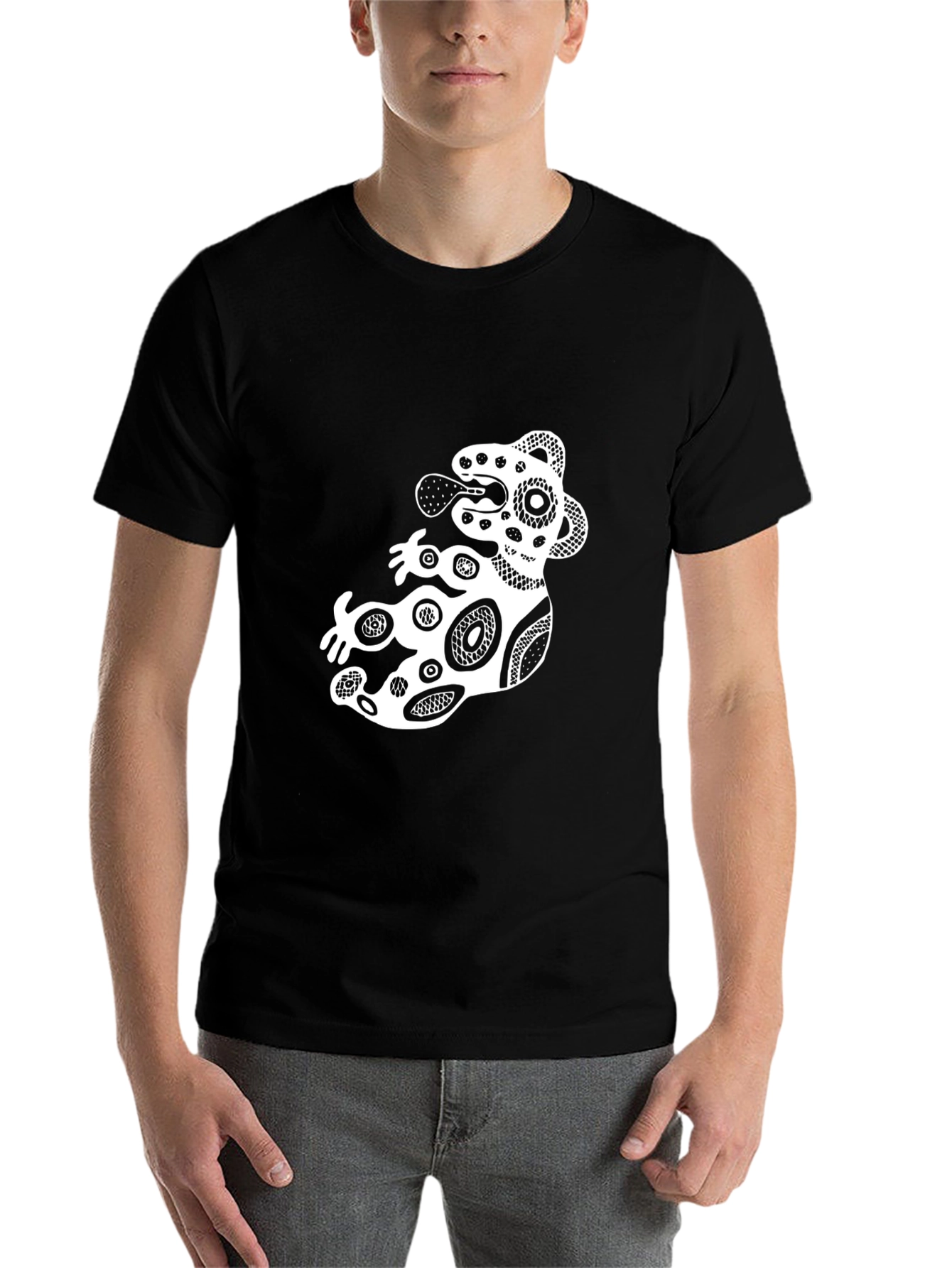 Black Stylish Black Graphic Tee - Abstract Design view 7