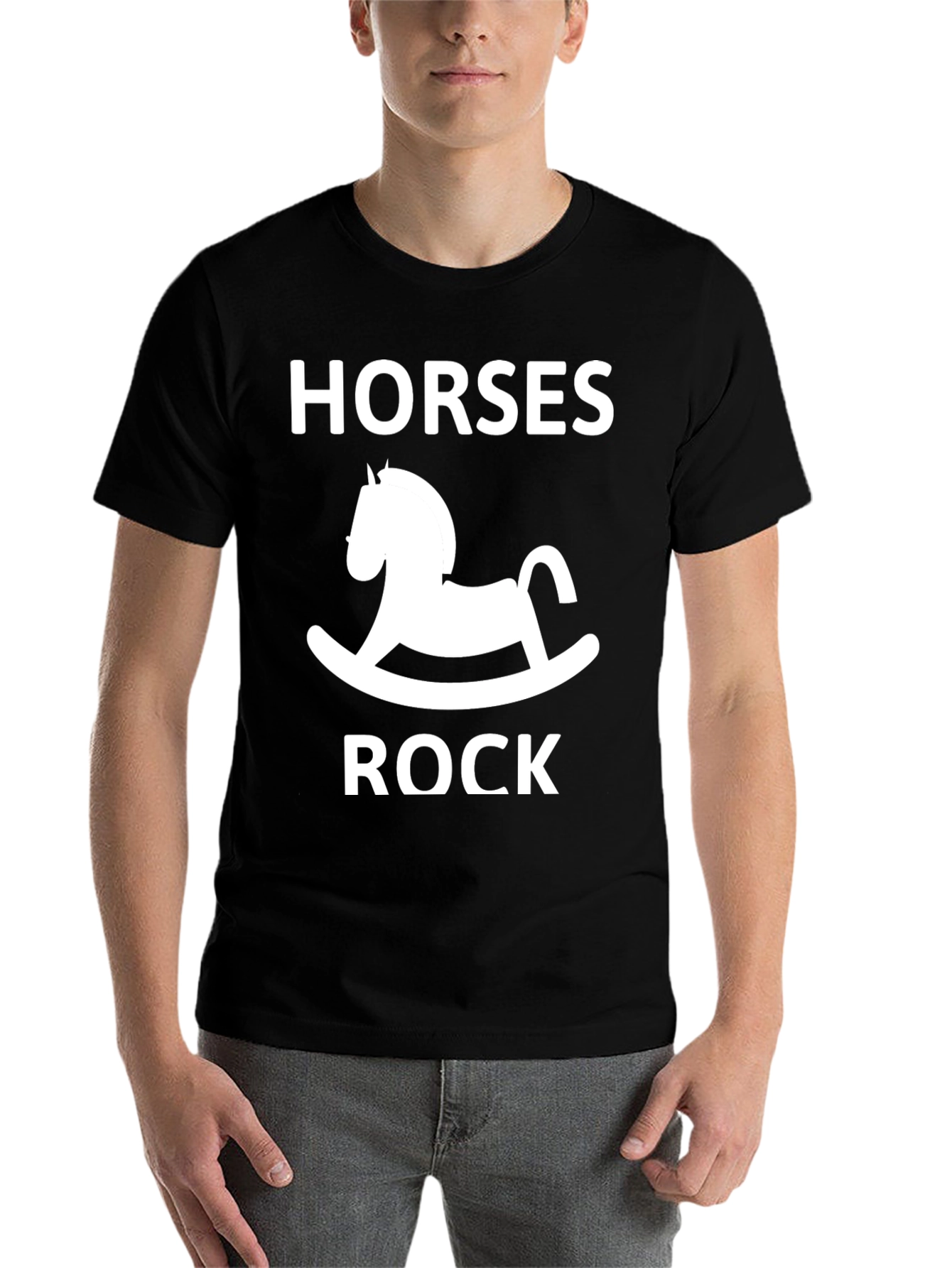 Black Horses Rock Rocking Horse Graphic Tee - Black view 7