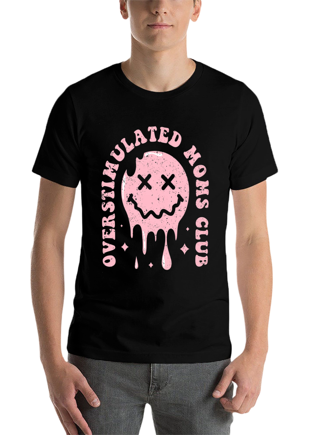 Black Overstimulated Moms Club Graphic T-Shirt view 7