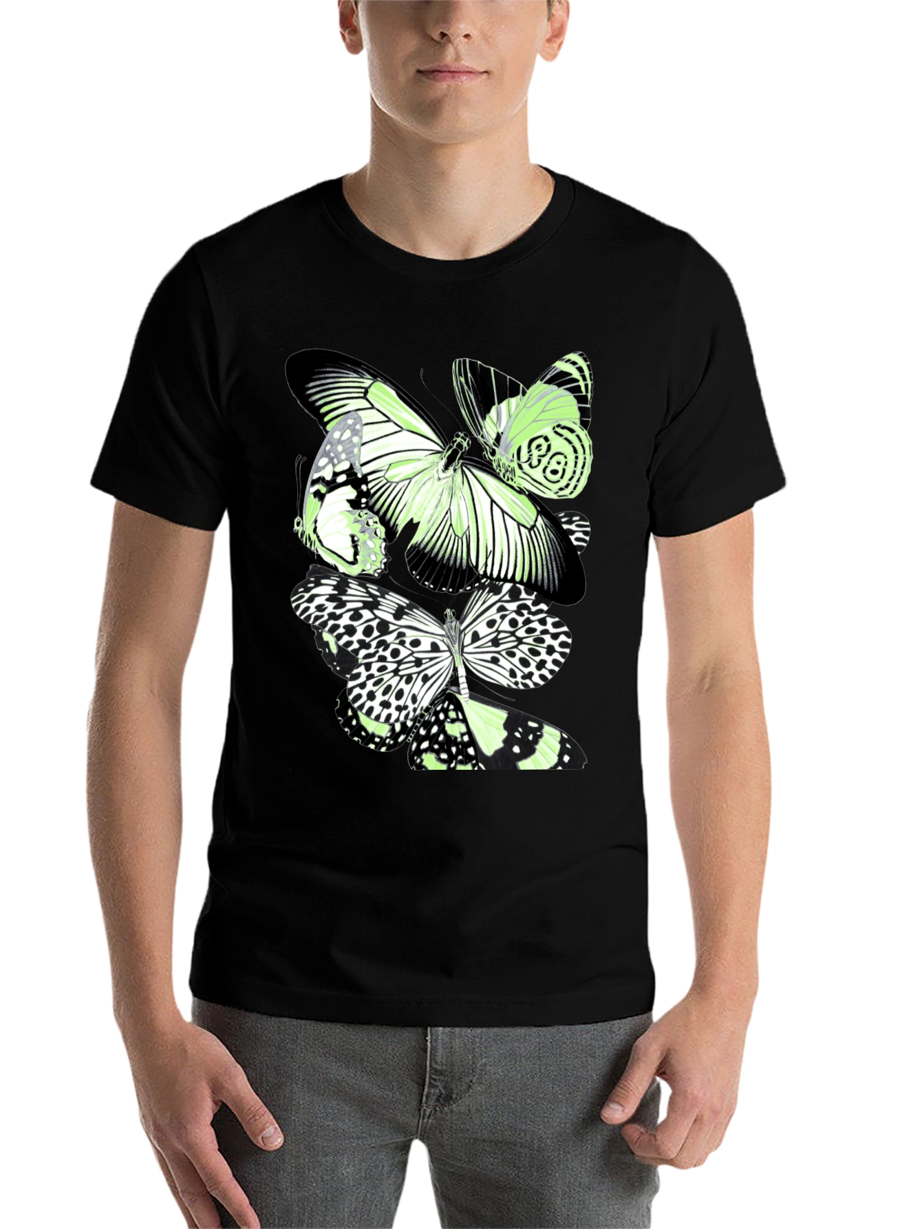 Black Butterfly Graphic Print Black T-Shirt view 7