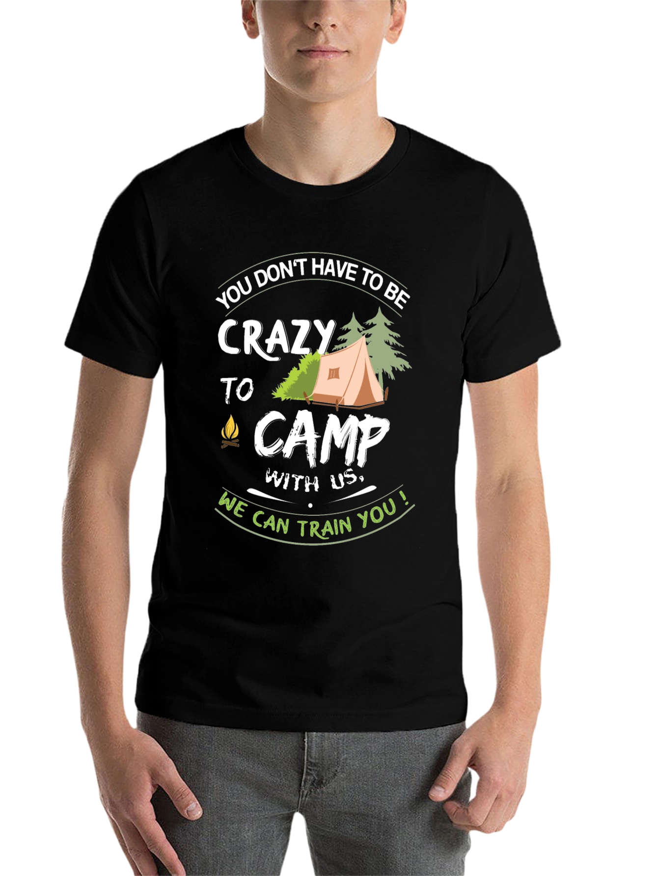 Black Crazy to Camp Funny Graphic T-Shirt view 7