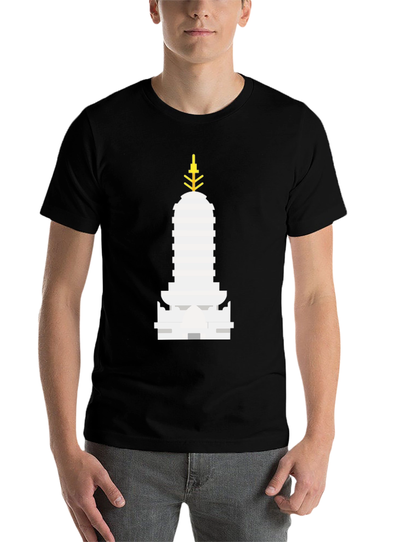 Black Iconic Building Graphic Tee - Black Unisex T-Shirt view 7