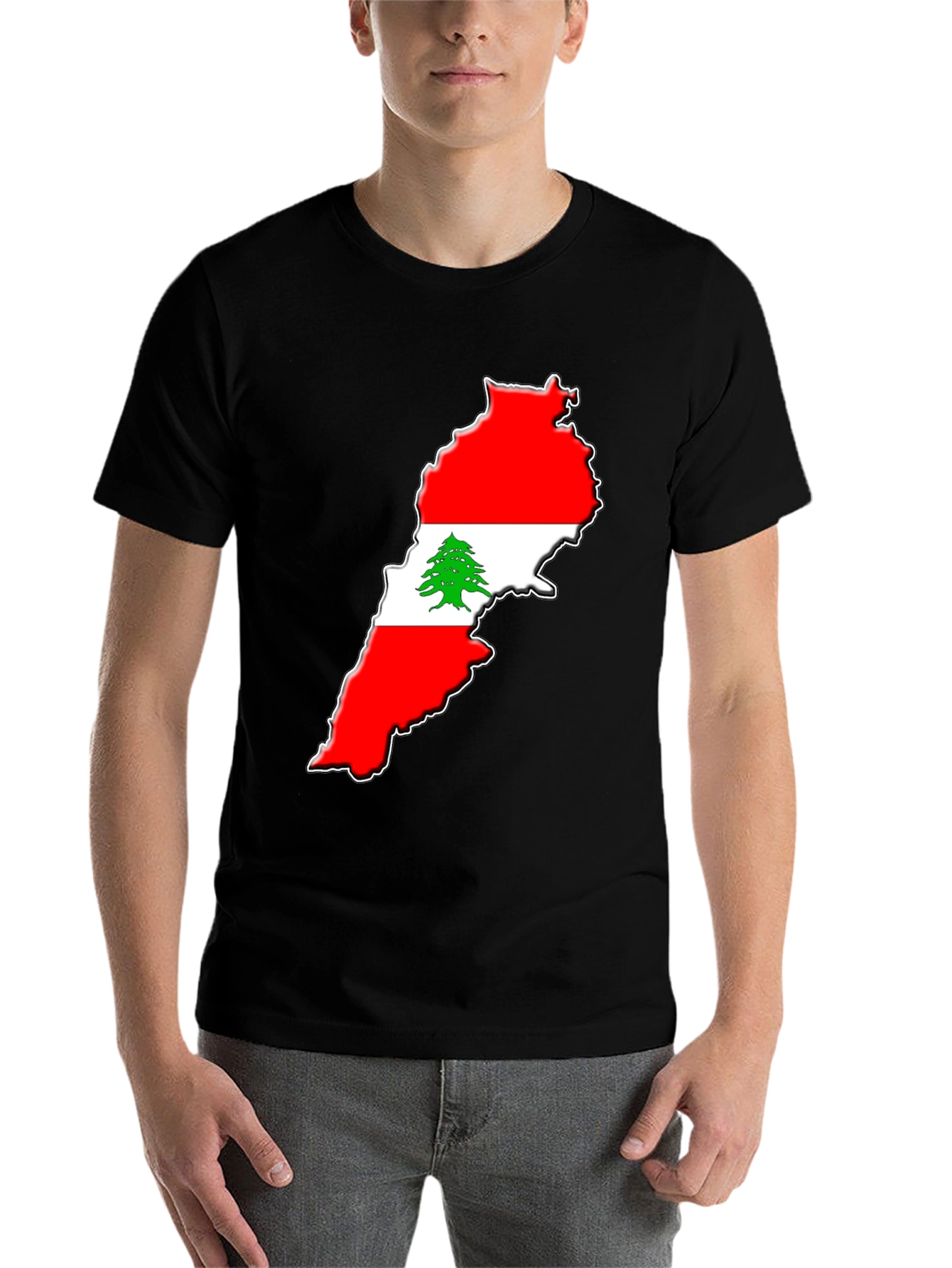 Black Lebanon Flag T-Shirt - National Pride Tee view 7