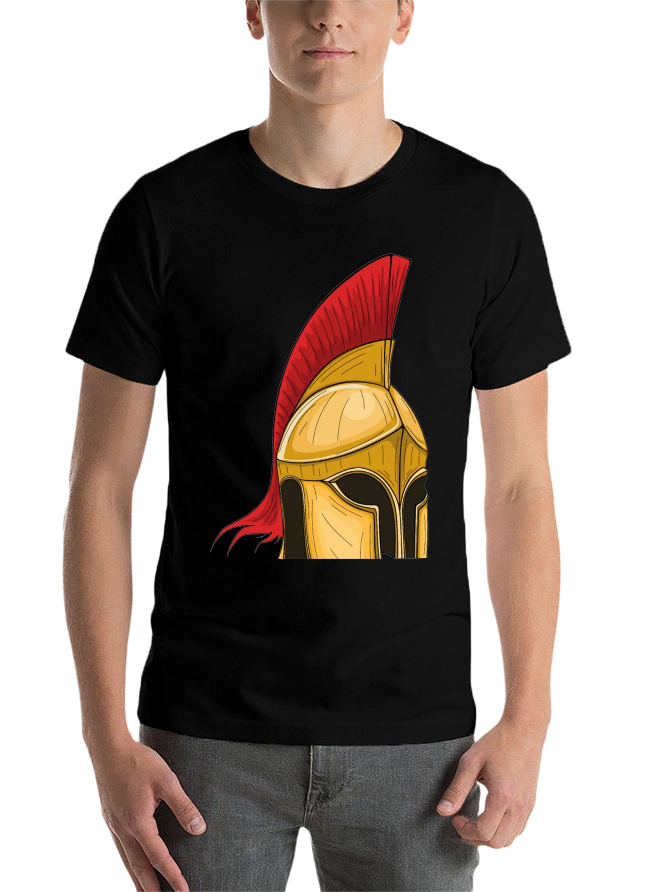 Black Spartan Helmet Graphic Tee - Warrior Style view 7