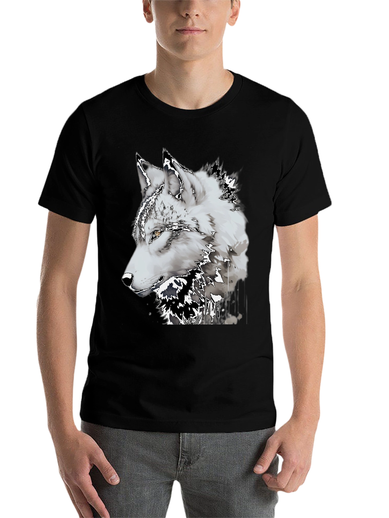 Black Wolf Graphic Tee - Black Short Sleeve Shirt view 7