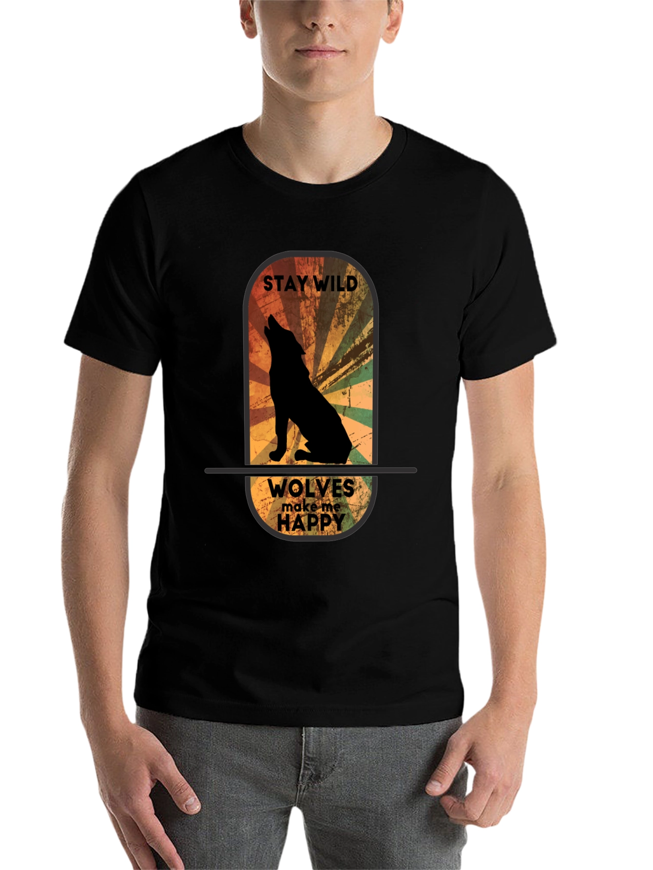 Black Stay Wild Wolves T-Shirt - Nature Lover Apparel view 7