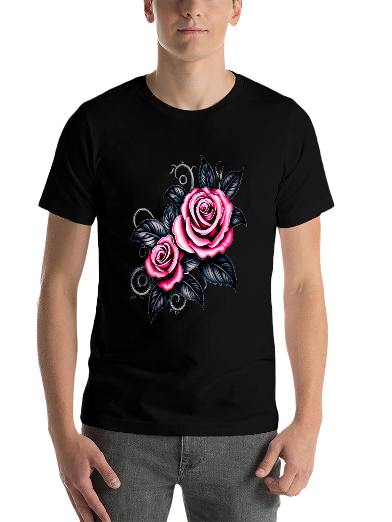 Black Rose Graphic Black T-Shirt view 7