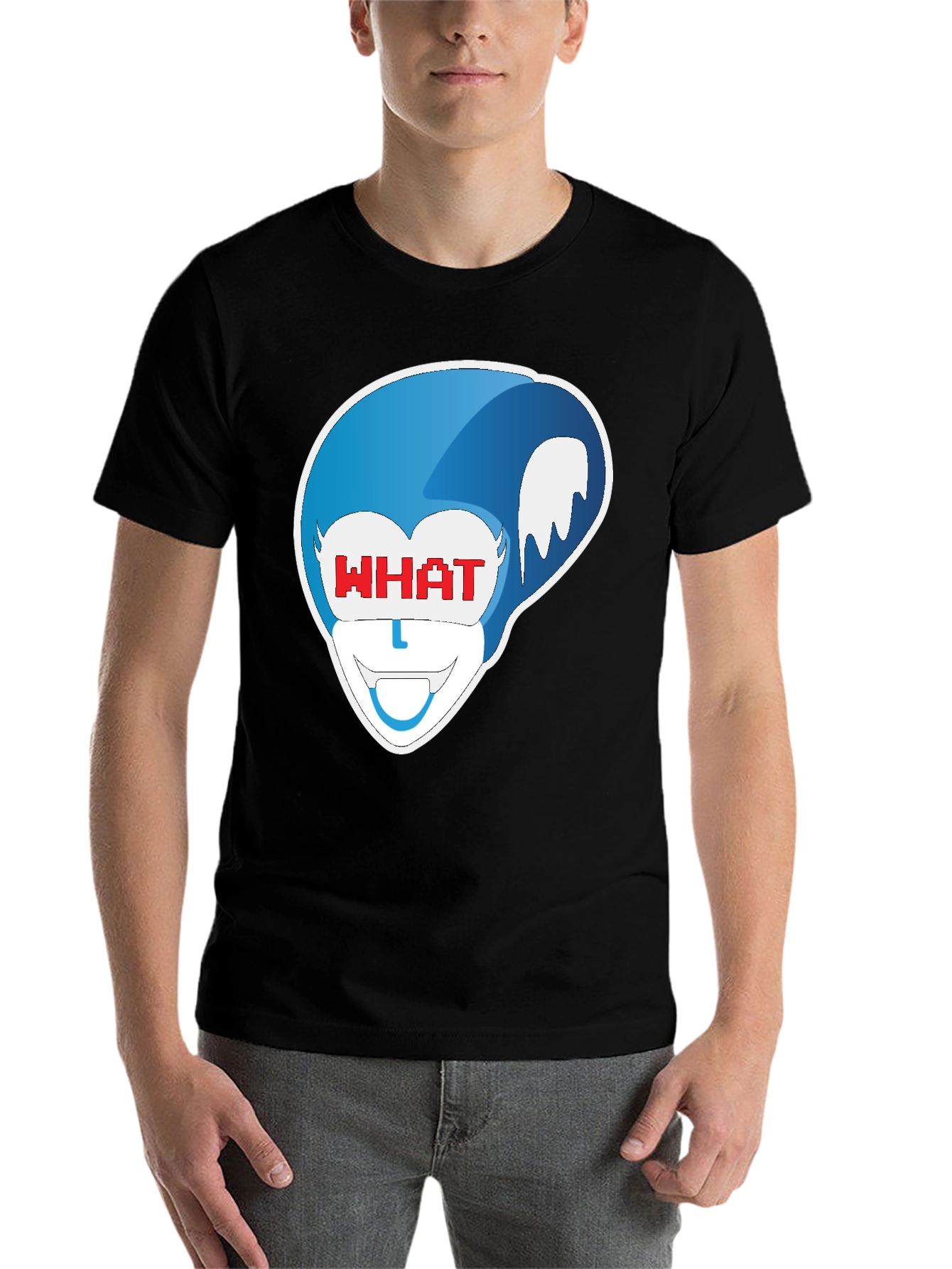 Black Blue Cartoon Character Graphic Black T-Shirt view 7