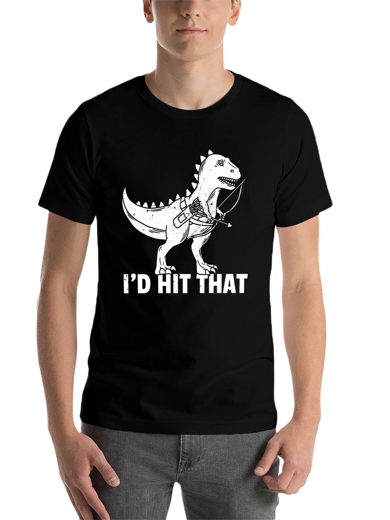 Black Dino Archer T-Shirt - "I'd Hit That" Black Tee view 7