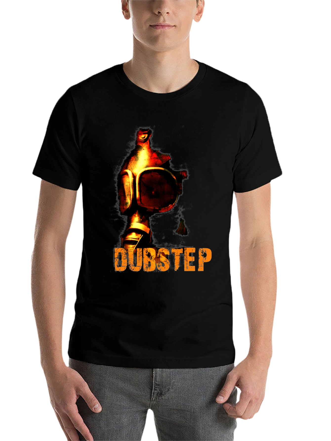 Black Dubstep Gas Mask Graphic T-Shirt view 7