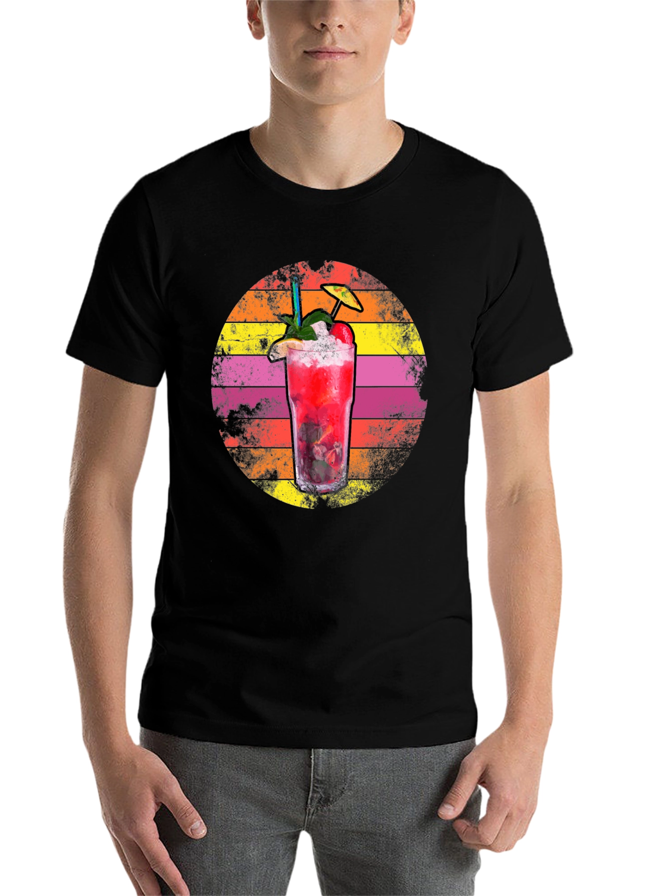 Black Retro Cocktail Graphic Tee - Summer Vibes view 7