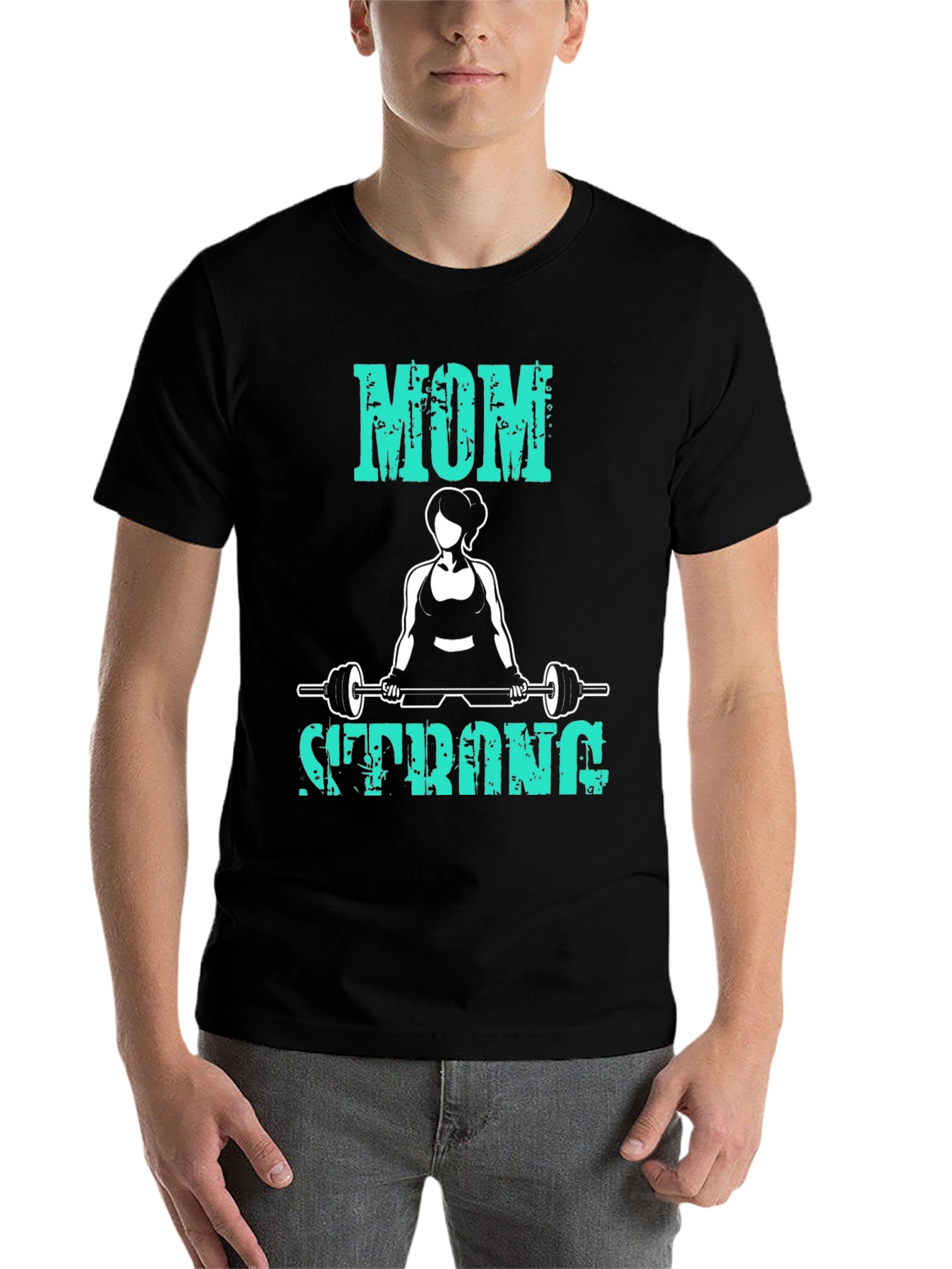 Black Mom Strong T-Shirt - Fitness Workout Tee view 7