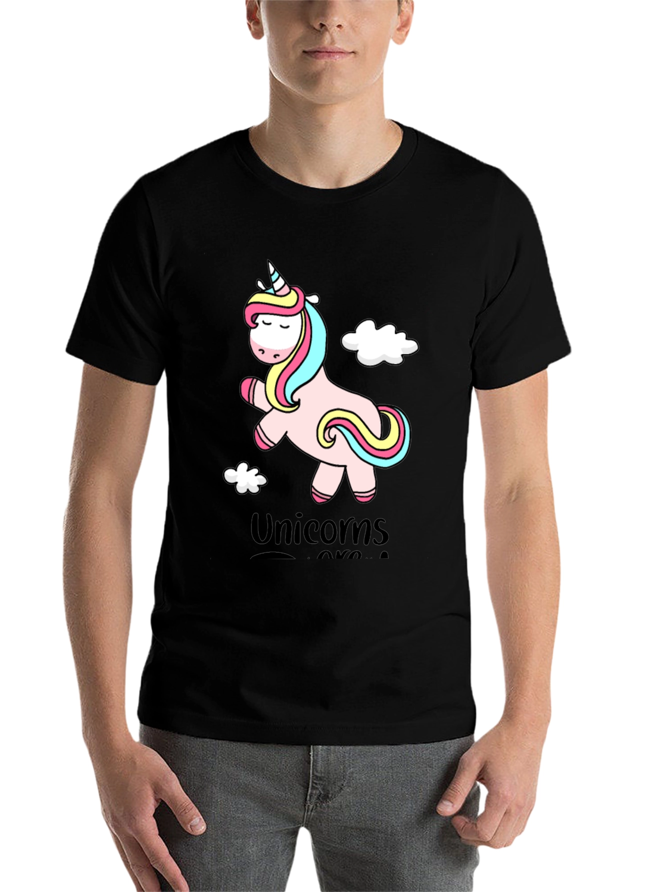 Black Unicorns Are Real Graphic Tee - Black view 7