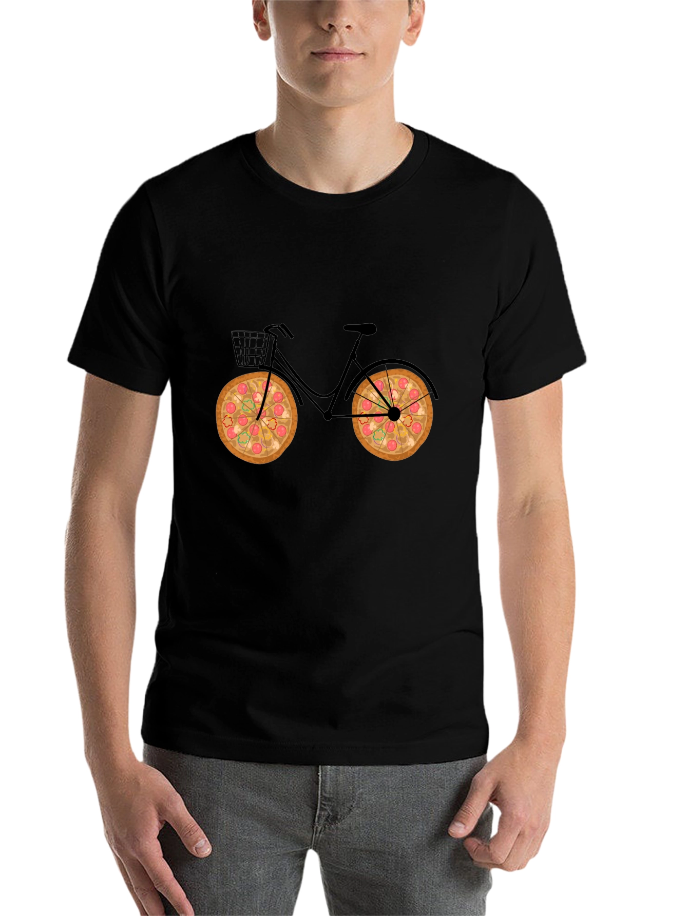 Black Pizza Bike Black T-Shirt view 7