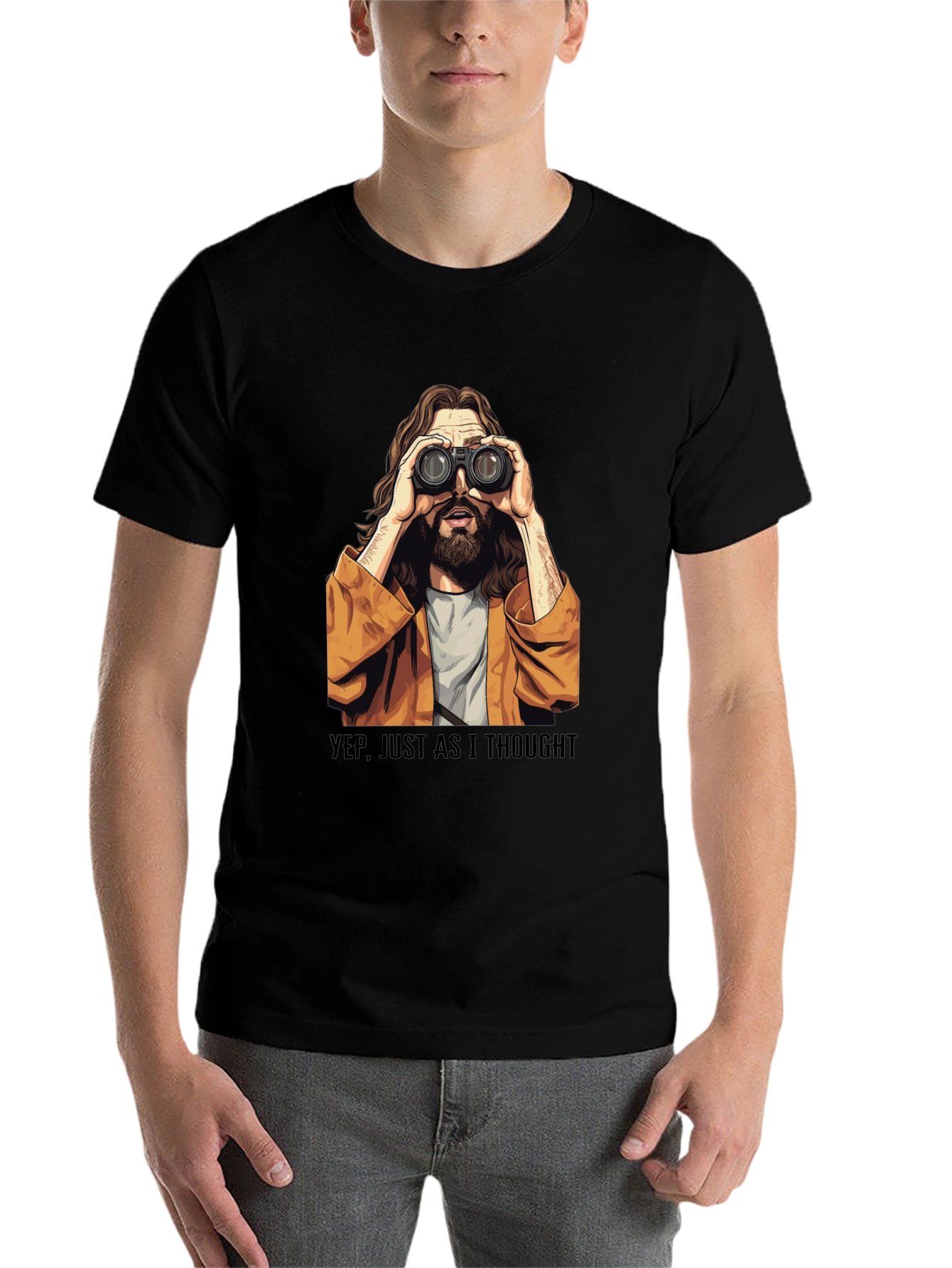 Black Binocular Jesus T-Shirt - Funny Graphic Tee view 7