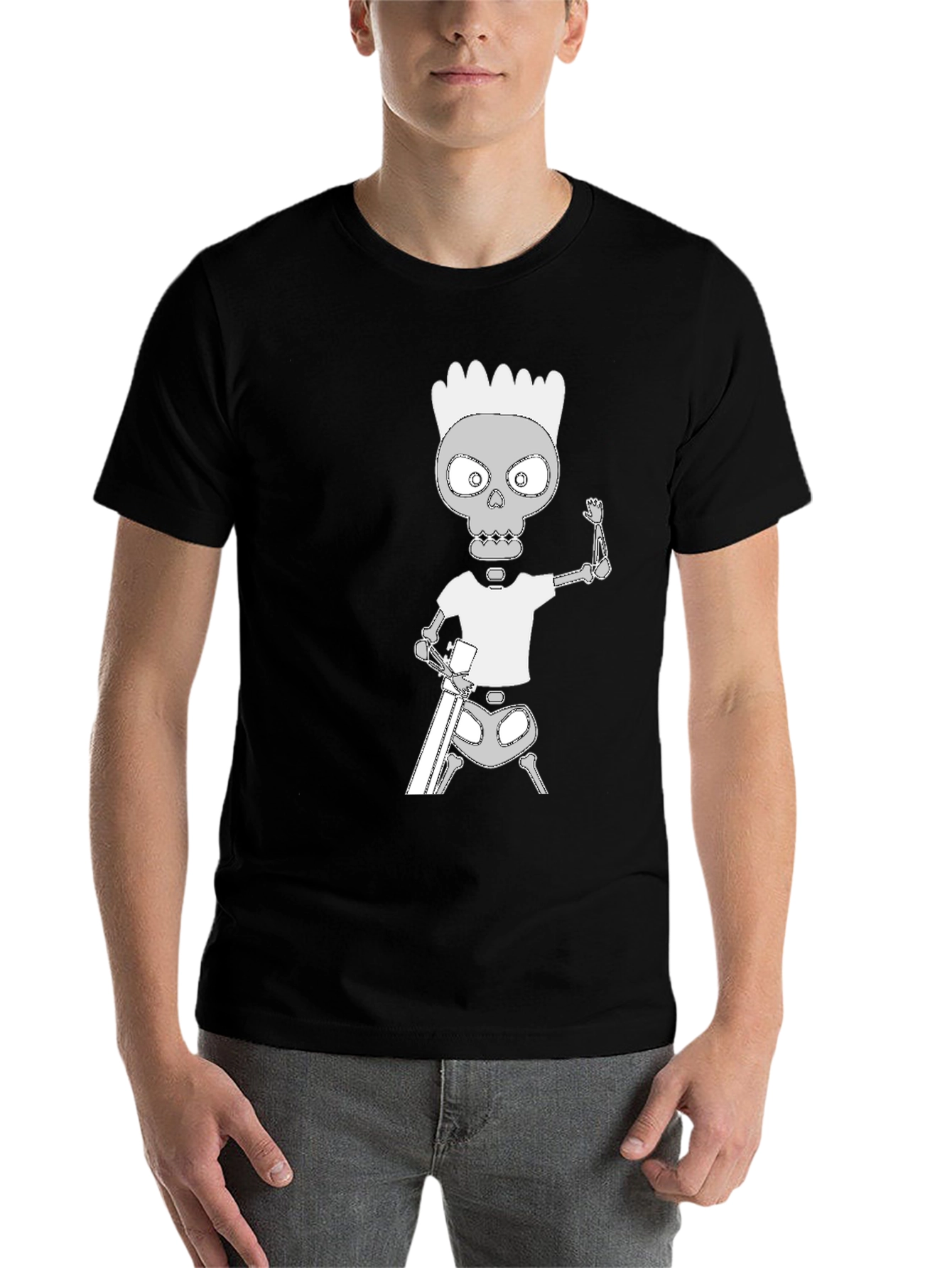 Black Skeleton Bart Simpson Graphic Tee - Black view 7