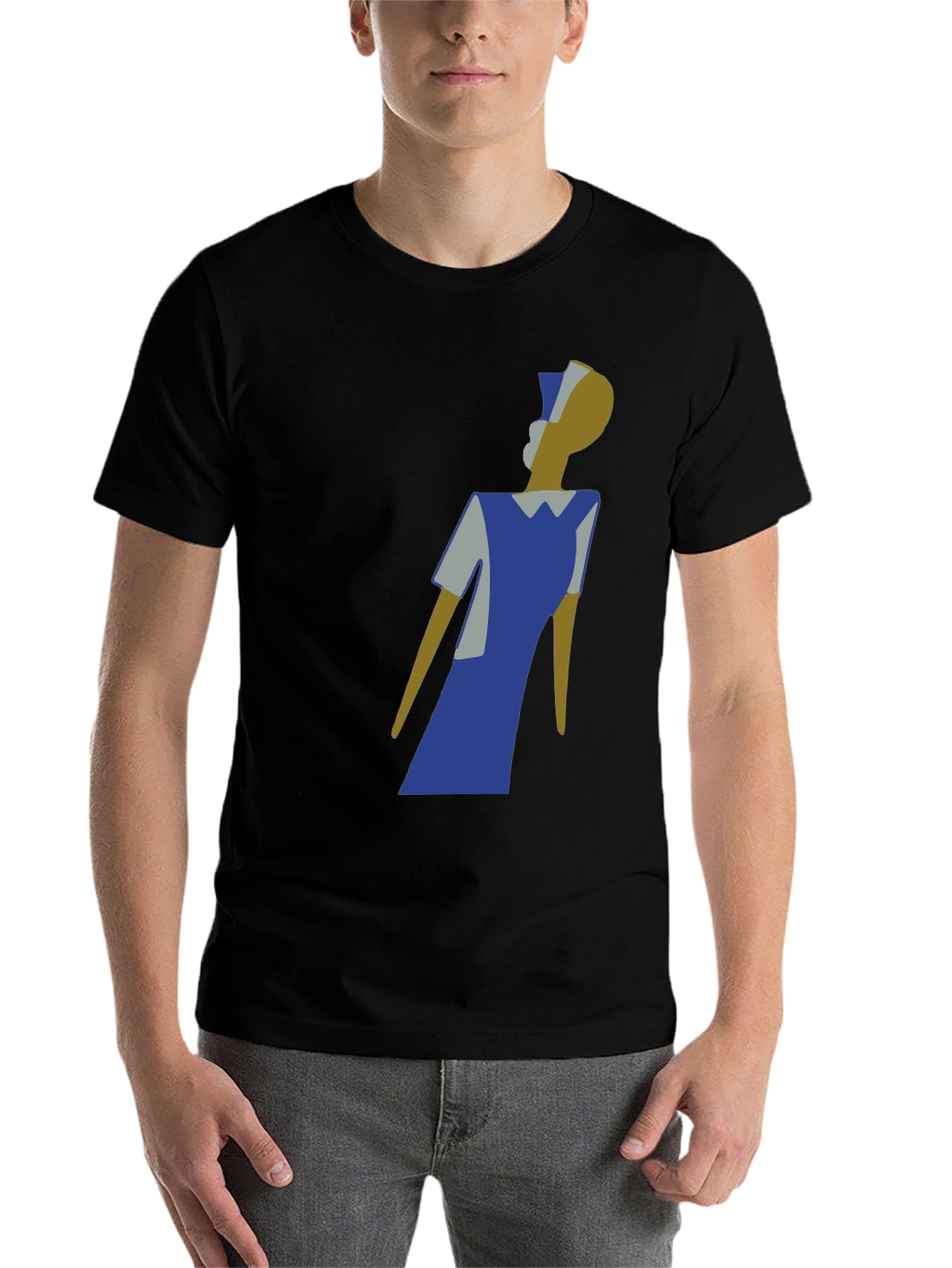 Black Abstract Nurse Graphic Tee - Modern Art T-Shirt view 7