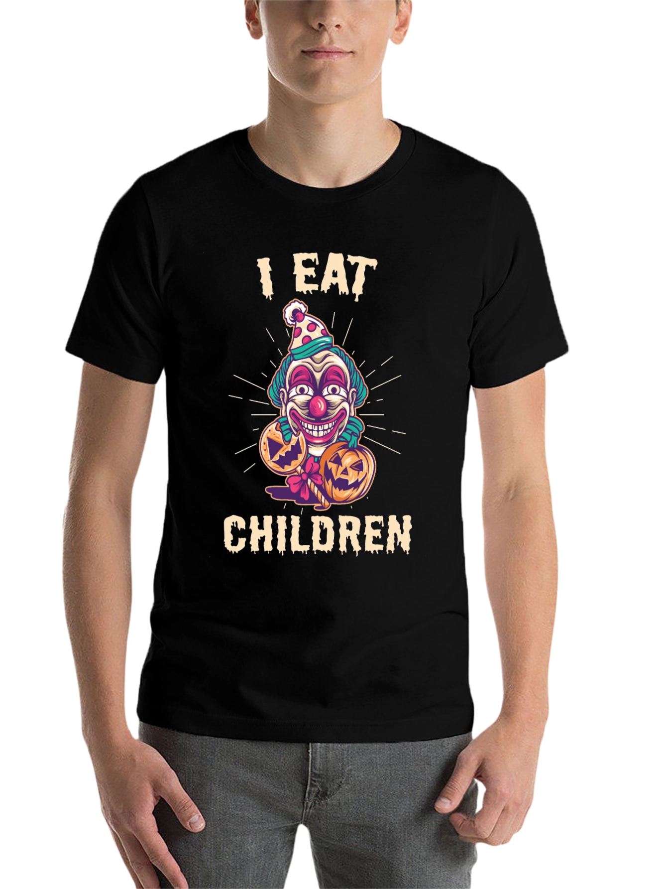 Black I Eat Children Clown Halloween T-Shirt view 7