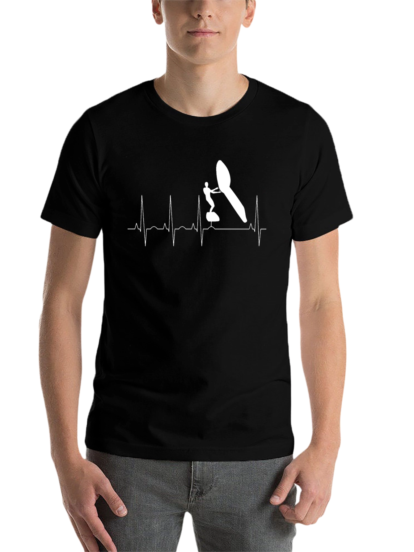 Black Windsurfing Heartbeat T-Shirt - Black view 7
