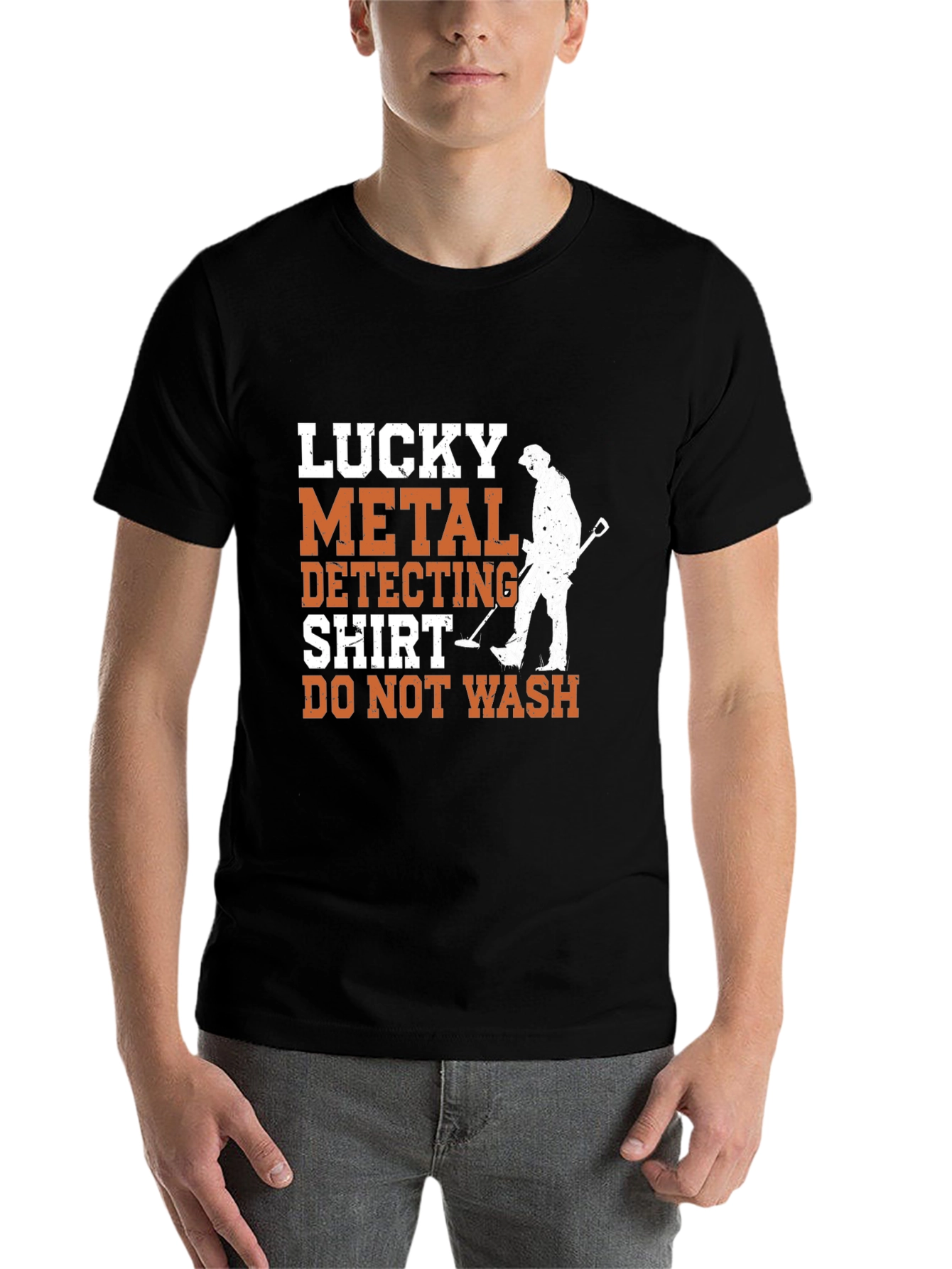 Black Lucky Metal Detecting Shirt - Funny Hobby Tee view 7