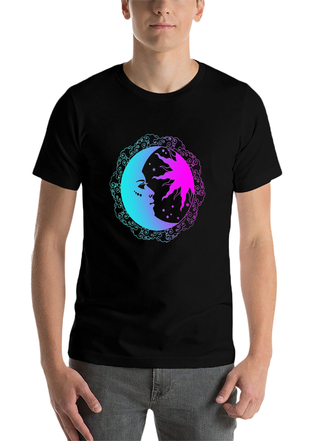 Black Sun & Moon Graphic Tee - Cosmic Comfort view 7