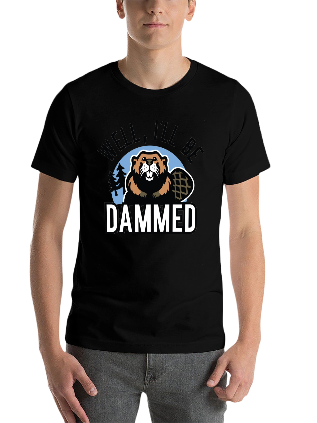 Black Well I'll be Dammed Beaver Graphic Tee - Black Cotton view 7