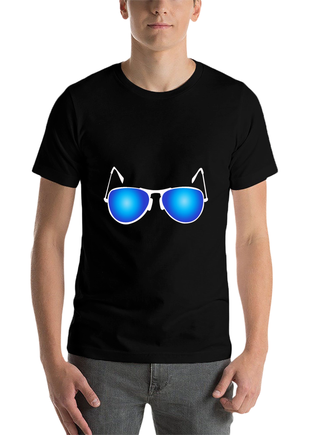Black Cool Shades Graphic Tee - Black Cotton T-Shirt view 7