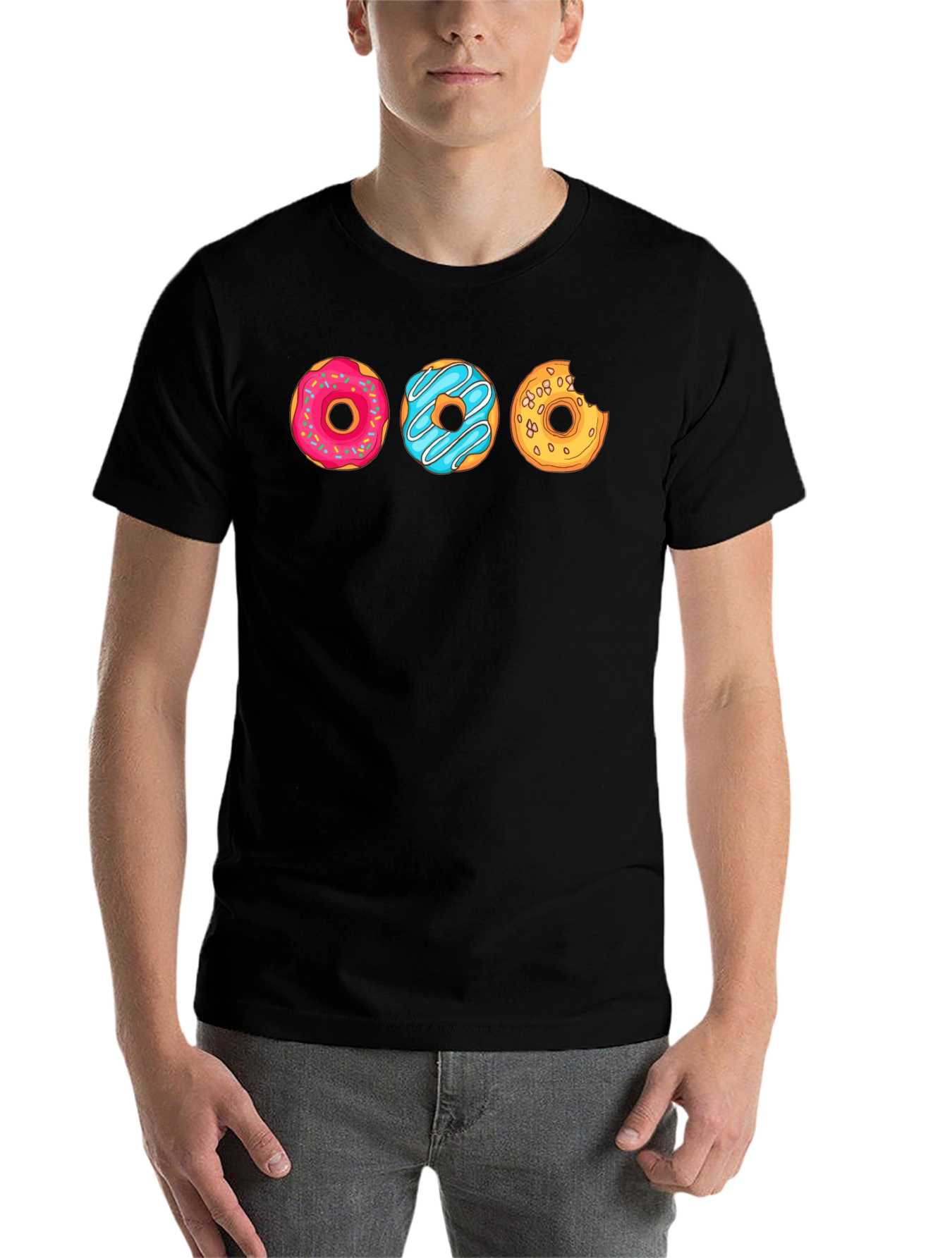 Black Fun Donut Graphic Tee - Black Casual Shirt view 7
