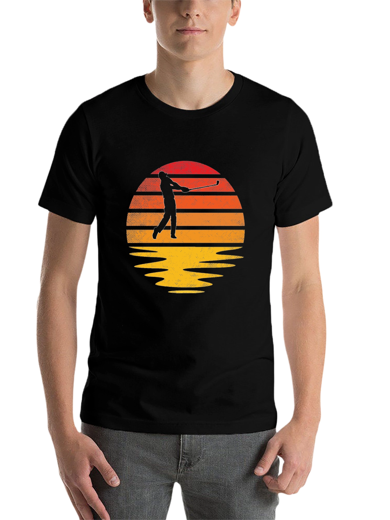 Black Golfer Sunset Graphic Tee - Classic Fit view 7