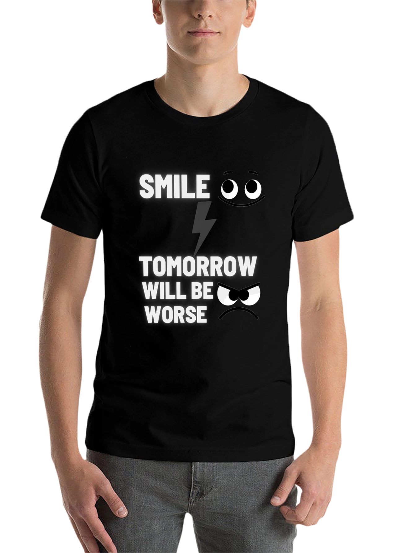 Black Smile Tomorrow Will Be Worse Graphic T-Shirt view 7
